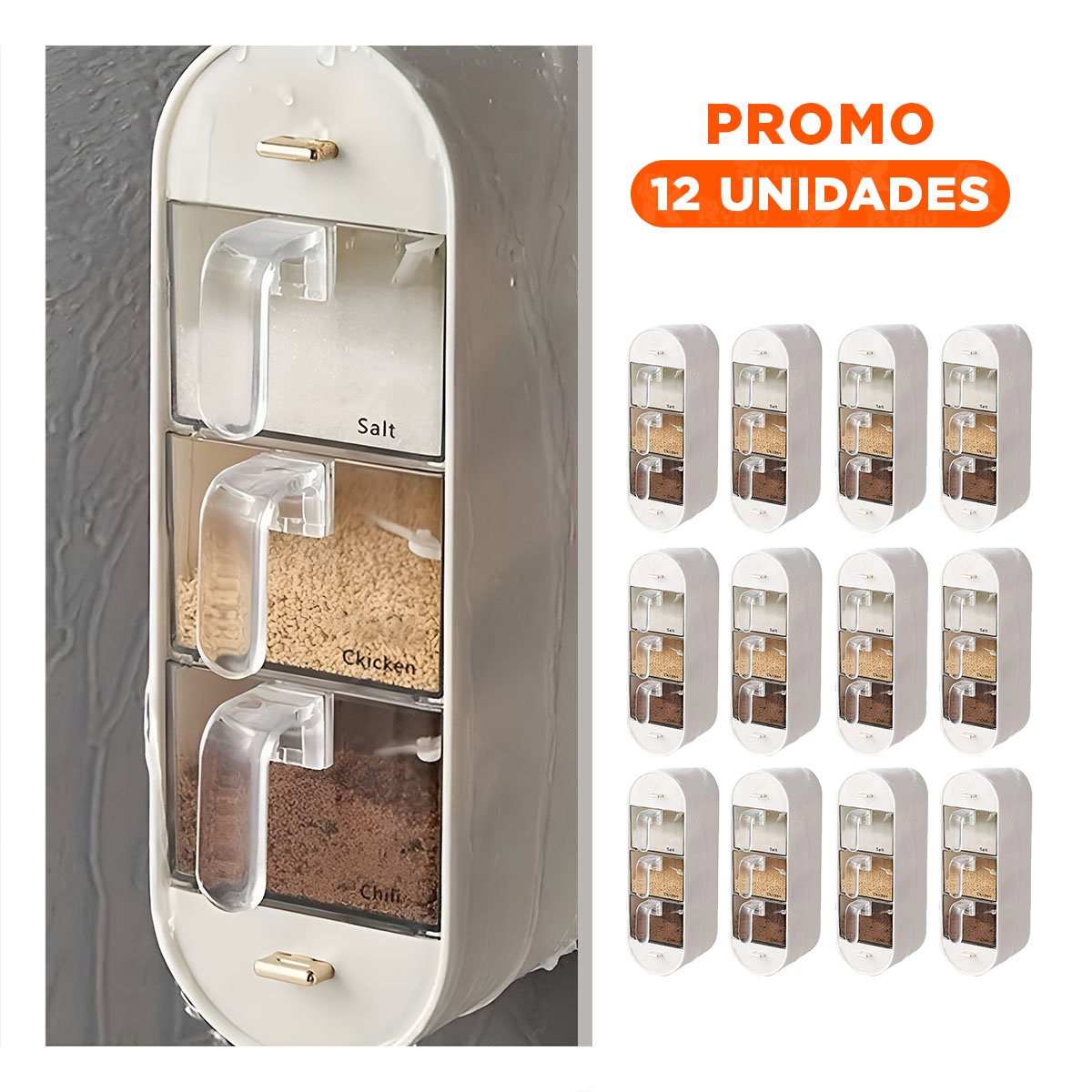 PACK12 MODULO DE CONDIMENTOS BLANCO CON ESTILO EMPOTRABLE PARA COCINA - 1