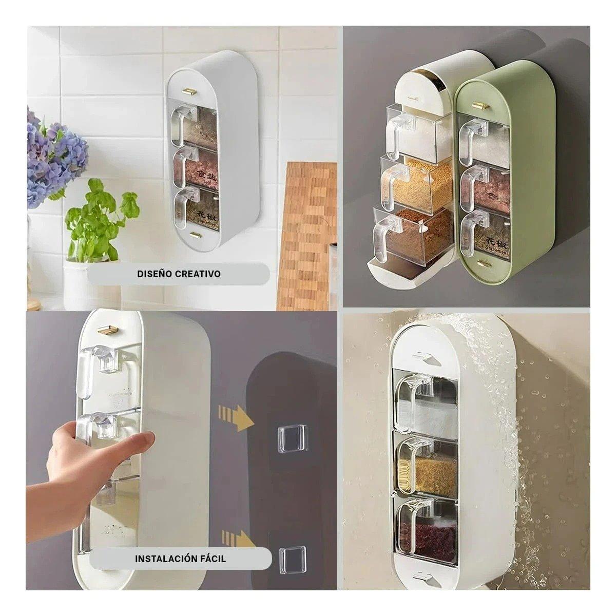 PACK12 MODULO DE CONDIMENTOS BLANCO CON ESTILO EMPOTRABLE PARA COCINA - 2