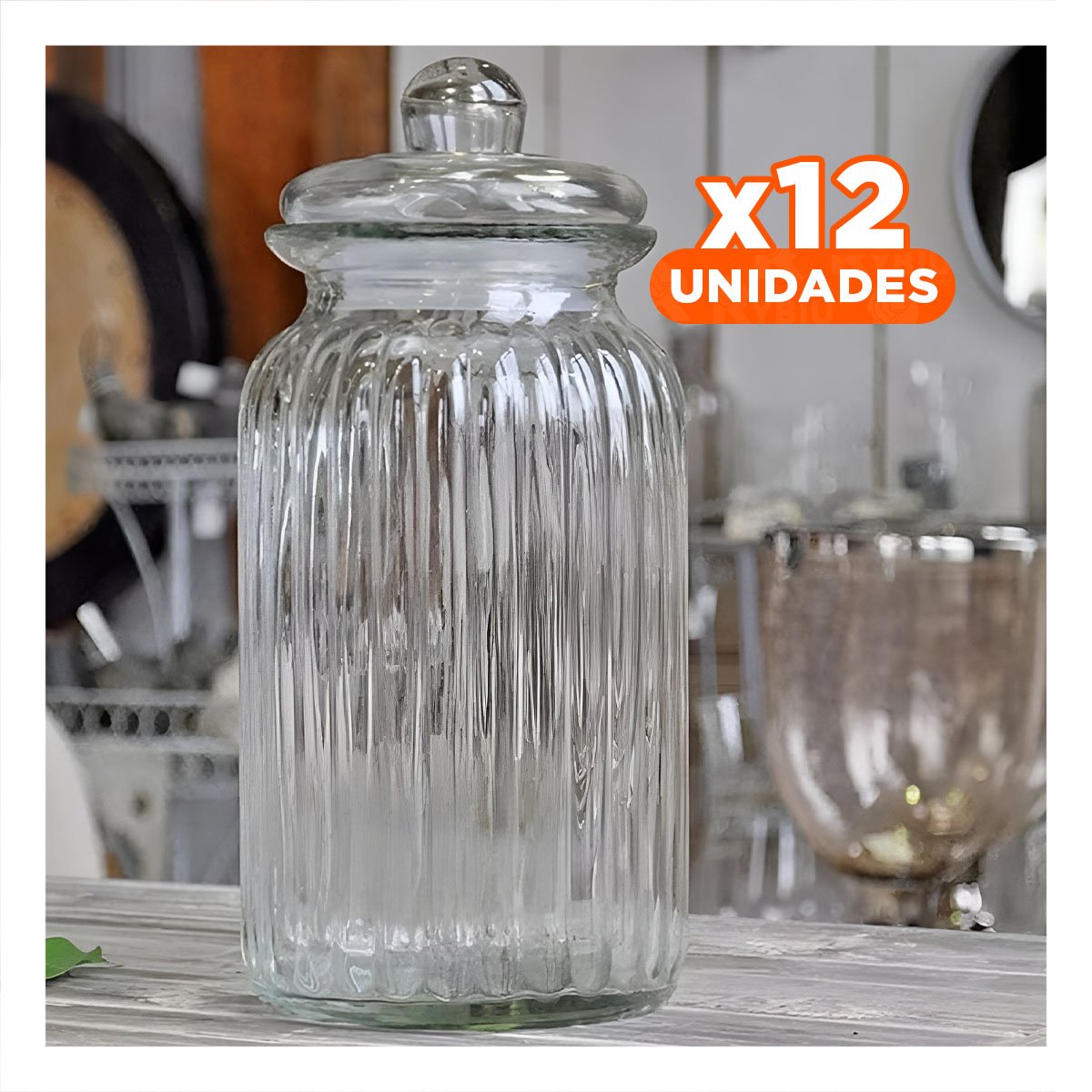 PACK12 ENVASE DE VIDRIO 2 KILOS MULTIUSO EN COLOR TRANSPARENTE PARA HOGAR Y+REGALO STICKER - 1