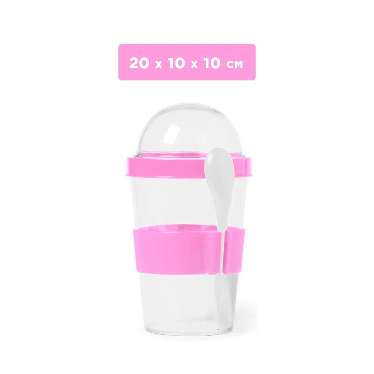 PACK6 RECIPIENTE 350 ML CON CUCHARA ROSADO PARA USO DIARIO EN OFICINA Y+PAPEL REGALO - 4