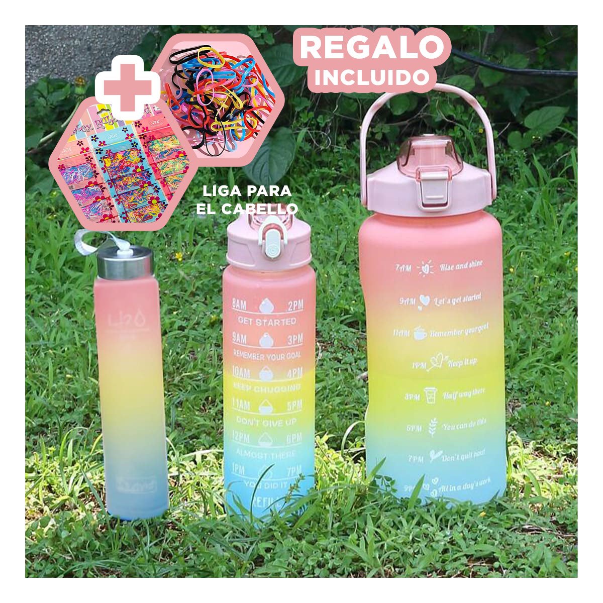 TOMATODOS EN ROSADO CON CAPACIDAD 2 L 1 L Y 300 ML EN SET DE 3 PARA HOGAR Y+LIGAS REGALO - 2