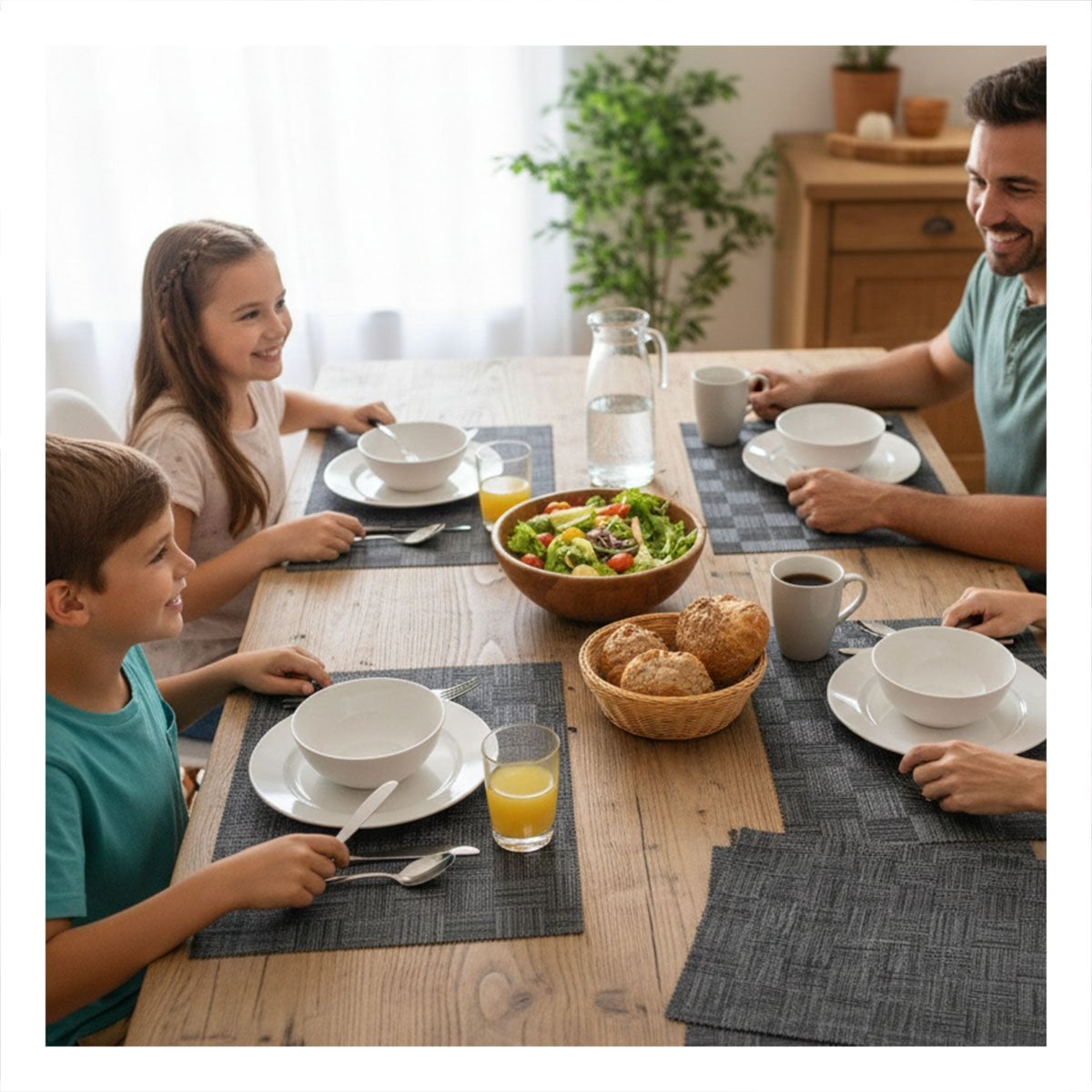 PACK6 PACK 6 INDIVIDUAL NEGRO JASPEADO A CUADROS 30X45CM PARA COMEDOR DIARIO Y+REGALO STICKER - 3