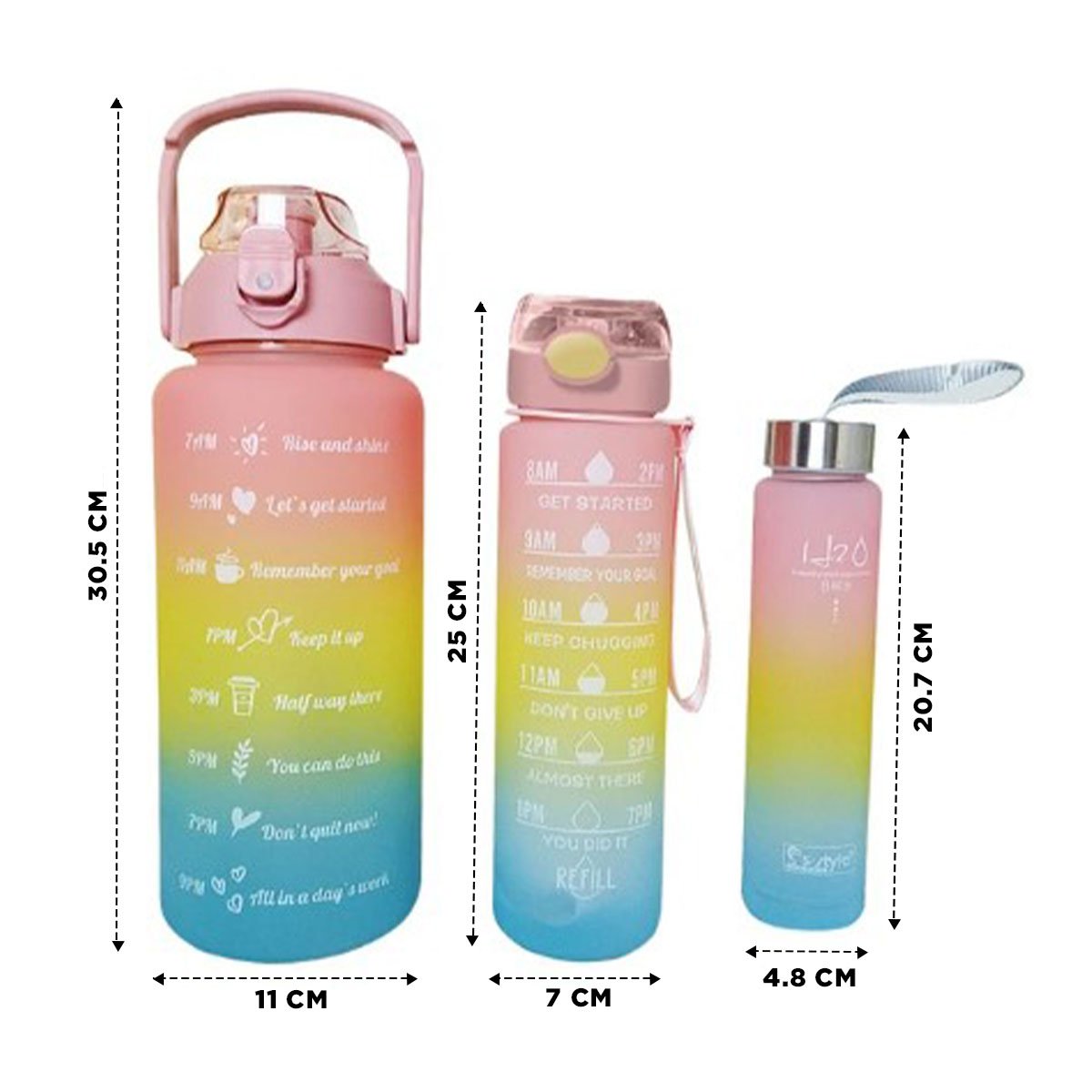 PACK6 BOTELLAS DE HIDRATACION EN ROSADO CON TAPA Y CAPACIDADES 2 L 1 L Y 300ML Y+REGALO STICKER - 4