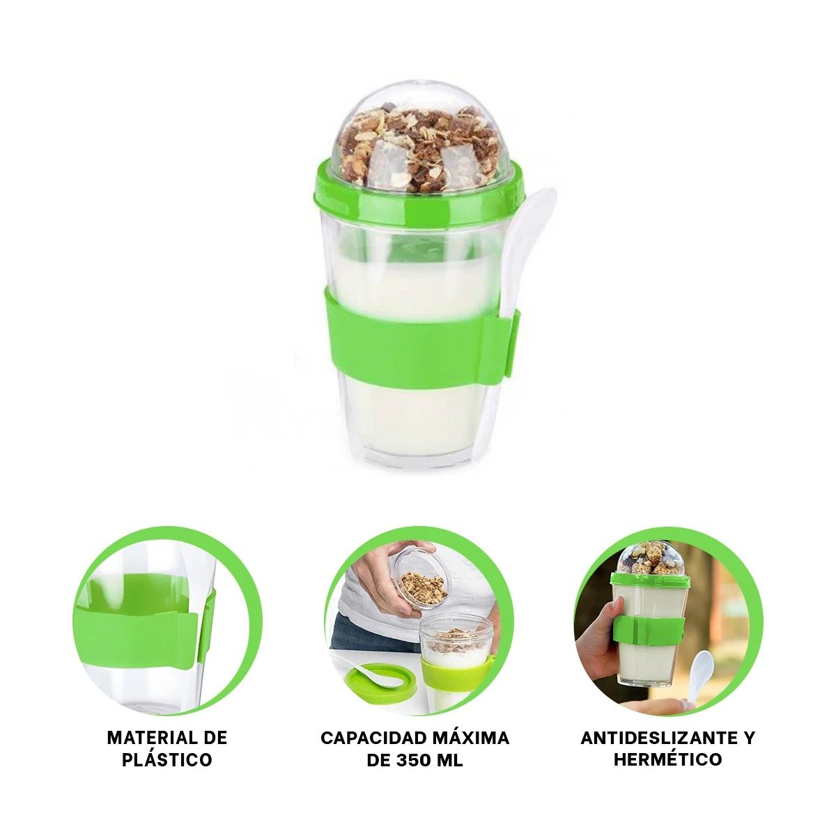 VASO 350 ML VERDE LIMON PARA YOGURT CREMOSO Y CEREAL CRUJIENTE CON ESTILO MODERNO Y+POST IT - 5
