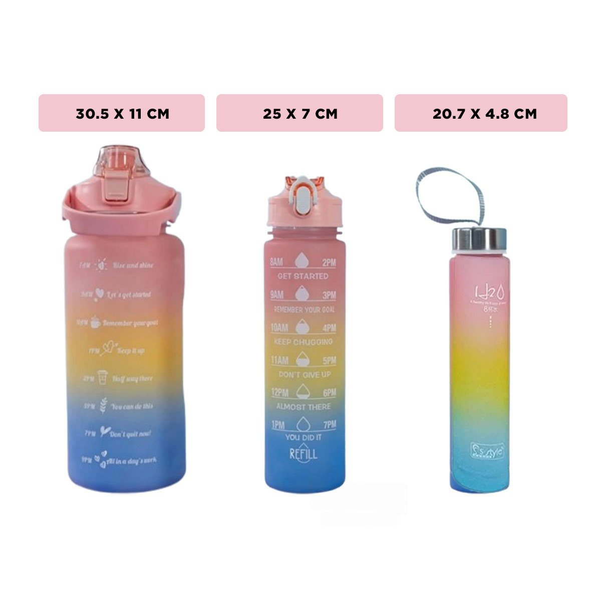 PACK2 KIT DE 3 TOMATODOS ROSADO CON TAPA DE PLASTICO Y FORMATO 2 L 1 L Y 300 ML Y+PAPEL REGALO - 4