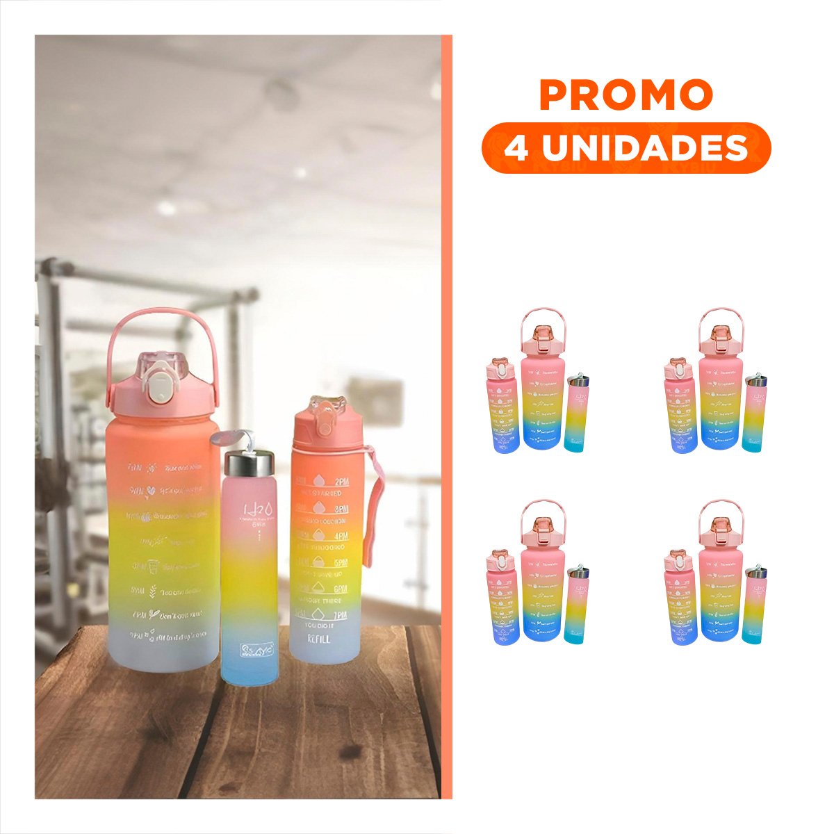 PACK4 CANTIMPLORAS EN ROSADO CON TAPA DE PLASTICO Y CAPACIDADES 2 L 1 L Y 300 ML - 1