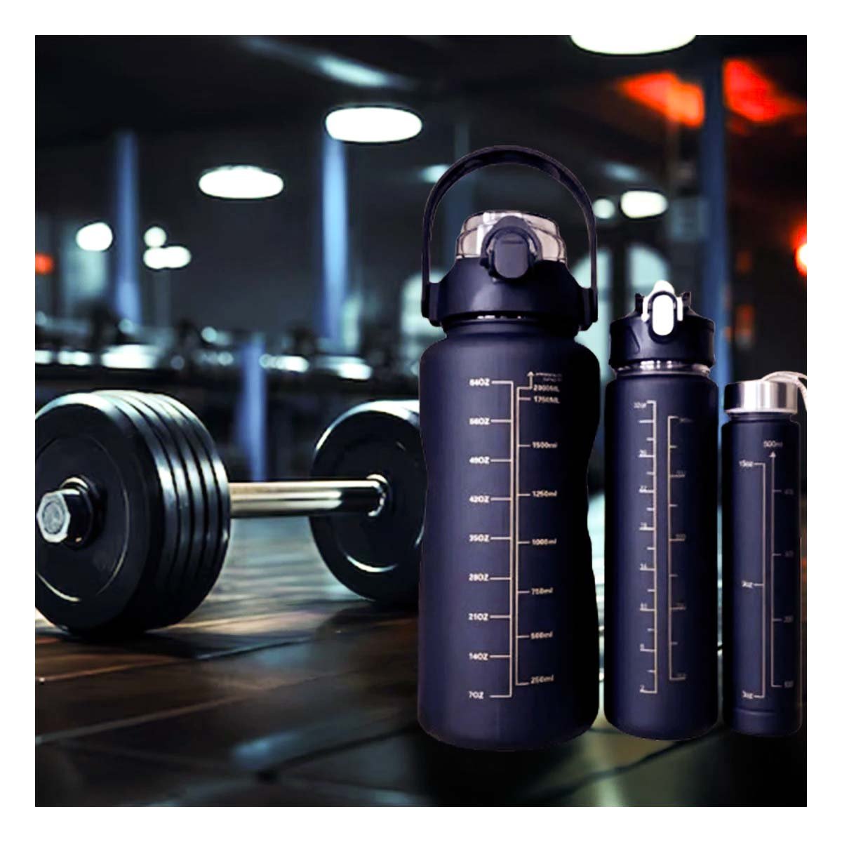 TOMATODOS CON 2 L 1 L Y 300 ML EN SET DE 3 NEGRO PARA MOVIMIENTO - 5