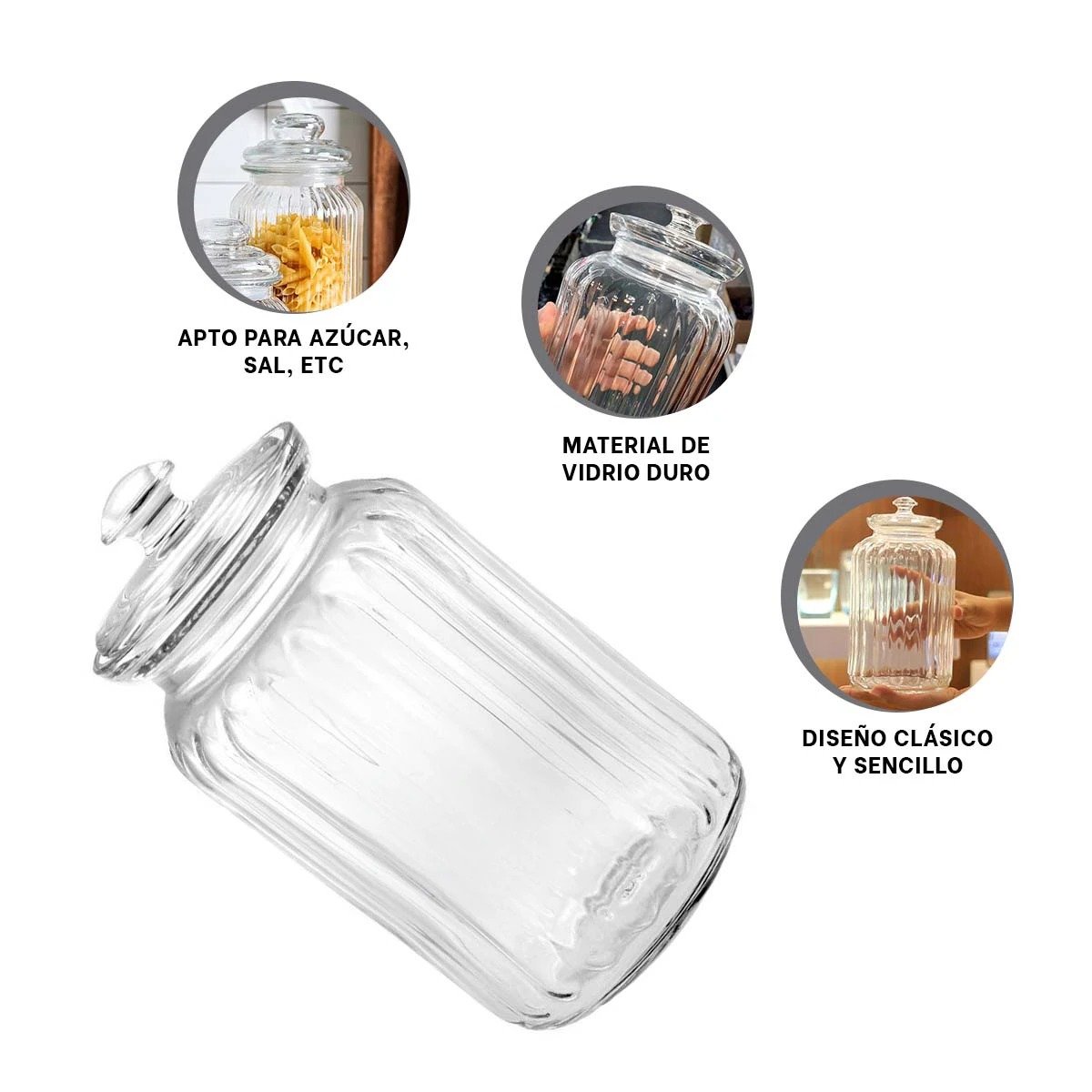 FRASCO TRANSPARENTE DE VIDRIO MULTIUSO DE 2 KILOS PARA ALIMENTOS SECOS Y+POST IT - 5