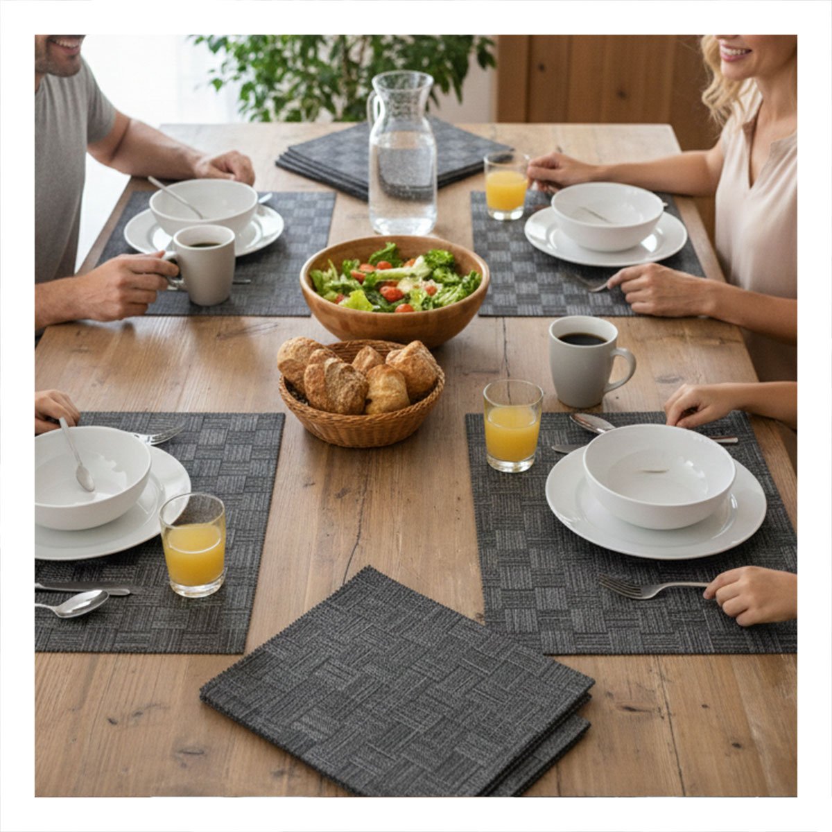 PACK6 KIT 6 INDIVIDUAL NEGRO JASPEADO A CUADROS 30X45CM PARA MESA Y EVENTOS Y+PAPEL REGALO - 5
