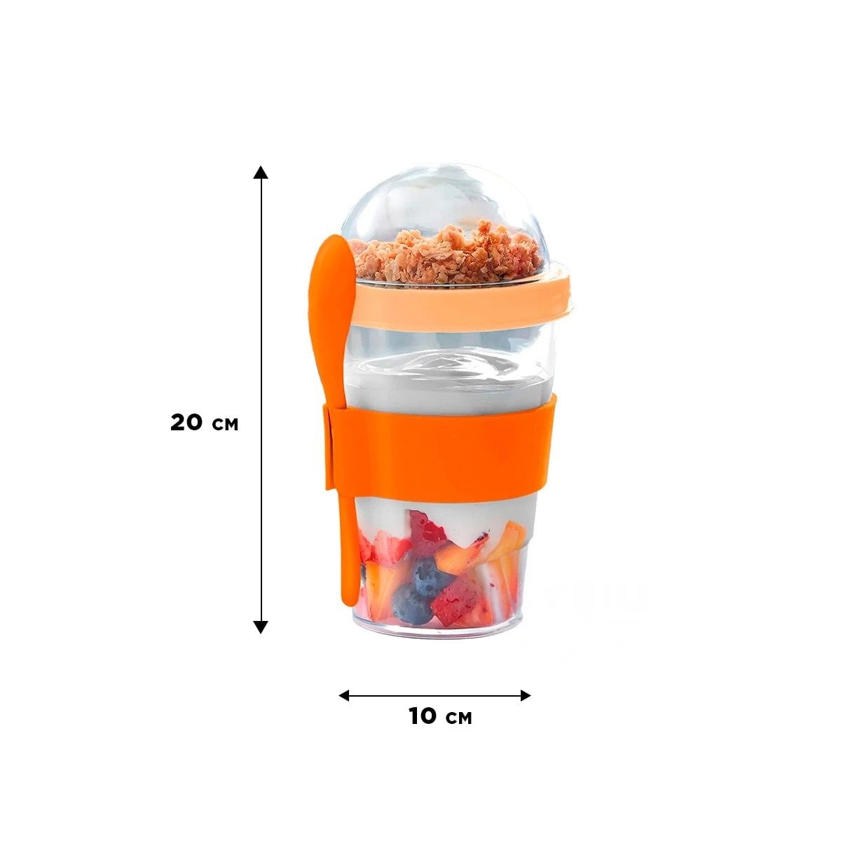 VASO PARA YOGURT Y CEREAL 350 ML ANARANJADO CON CUCHARA PARA USO DIARIO EN MOVIMIENTO - 4
