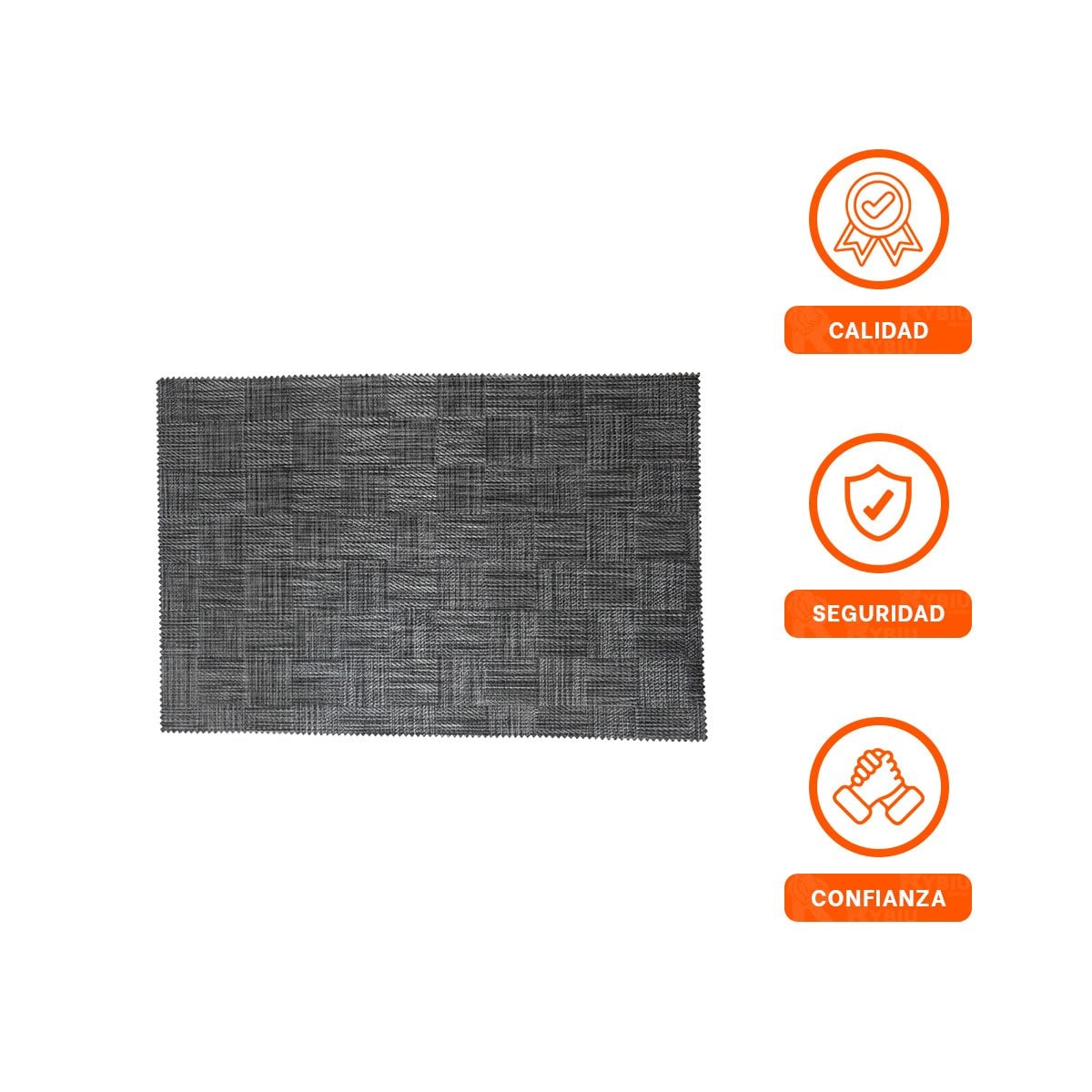 JUEGO 6 INDIVIDUALES JASPEADO A CUADROS NEGRO 30X45CM PARA COCINA Y HOGAR Y+PAPEL REGALO - 5