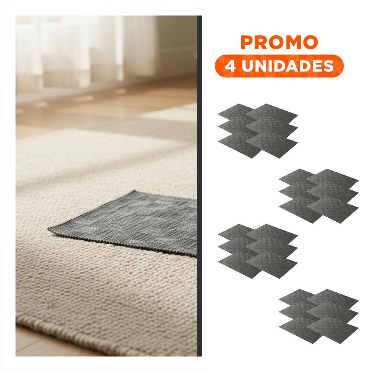 PACK4 PACK 6 INDIVIDUAL JASPEADO A CUADROS NEGRO 30X45CM PARA COMEDOR DIARIO - 1