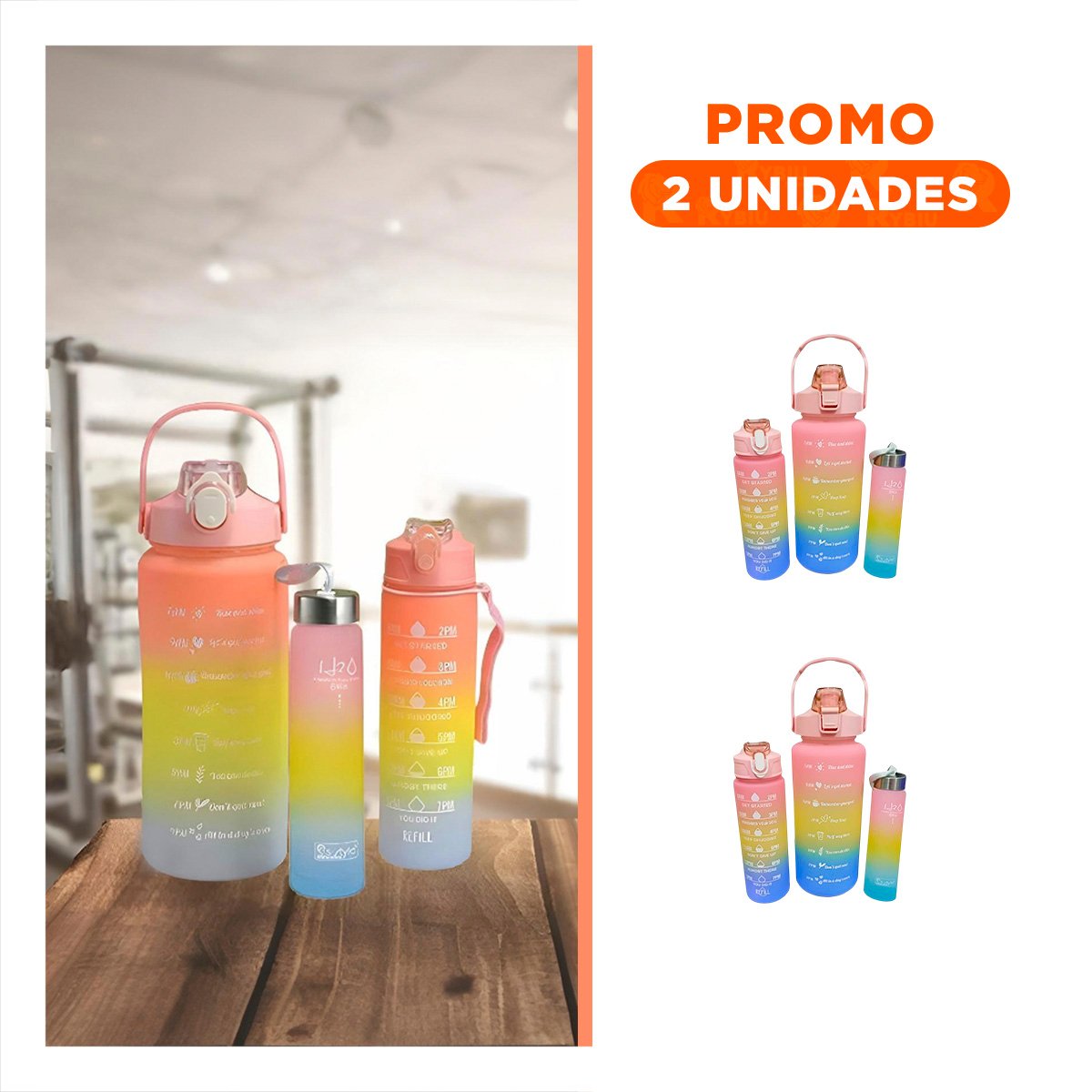 PACK2 CANTIMPLORAS ROSADO CON 2 L 1 L Y 300 ML EN PRESENTACION DE 3 UNIDADES Y+REGALO STICKER - 1