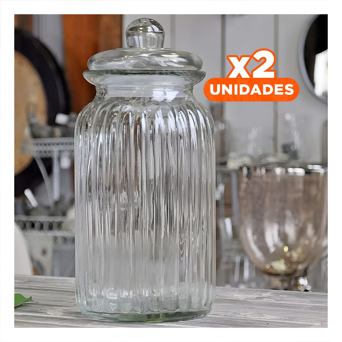 PACK2 RECIPIENTE DE VIDRIO TRANSPARENTE MULTIUSO CON ESPACIO PARA 2 KILOS Y+REGALO STICKER - 1