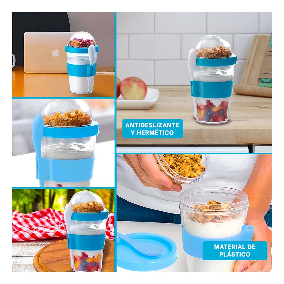 PACK4 TAZA 350 ML CELESTE PARA YOGURT CREMOSO Y CEREAL MATUTINO Y+REGALO STICKER - 2