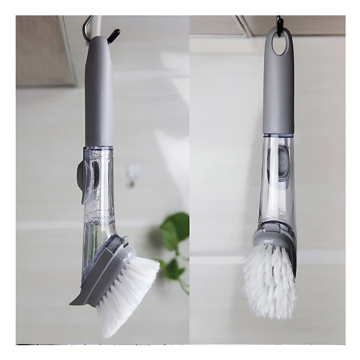 CEPILLO DE COCINA EN COLOR PLOMO CON SISTEMA DISPENSADOR DE JABON LIQUIDO Y+LIGAS REGALO - 3