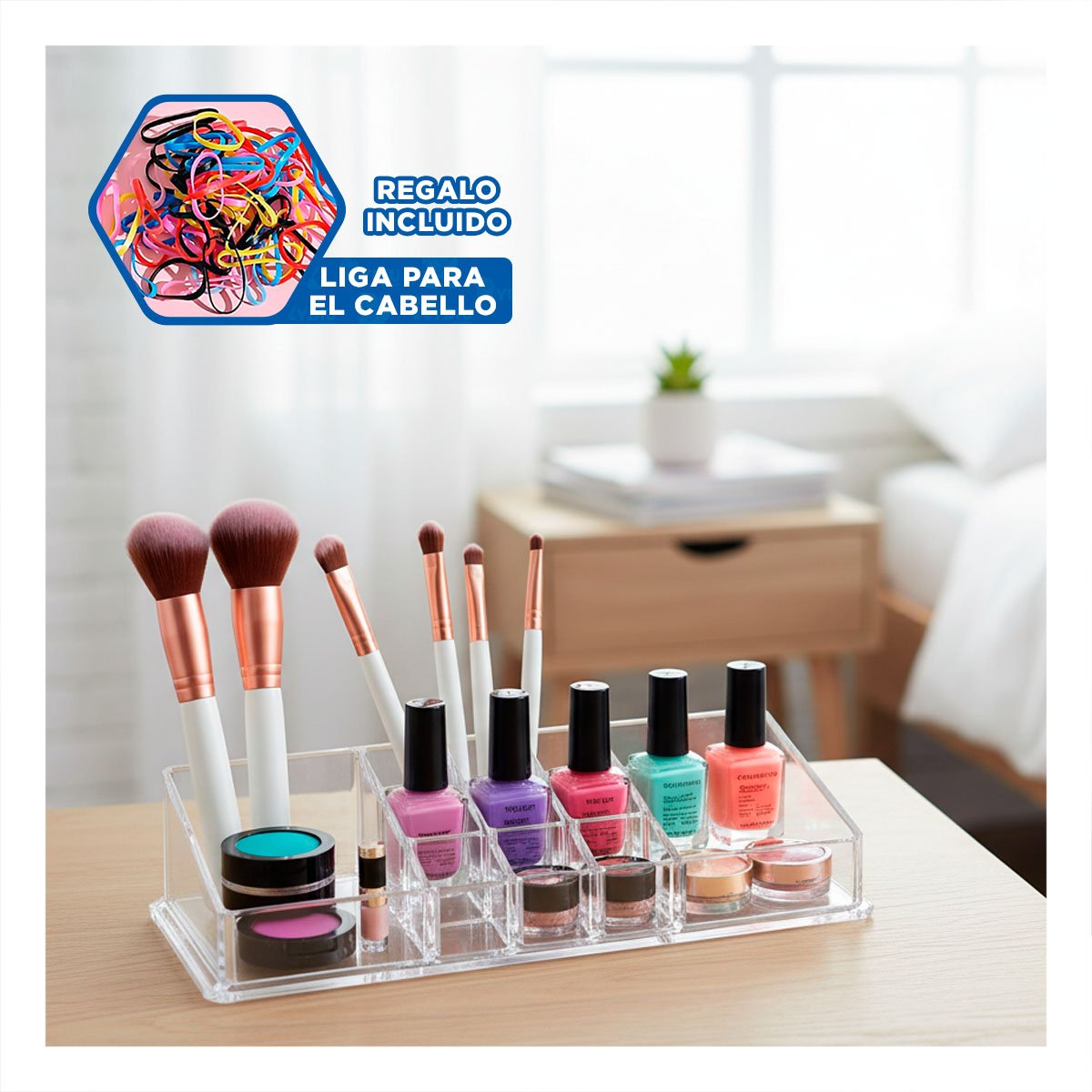 ESTUCHE ORGANIZADOR ACRILICO 11 DIVISIONES TRANSPARENTE PARA COSMÉTICOS Y+LIGAS REGALO - 2