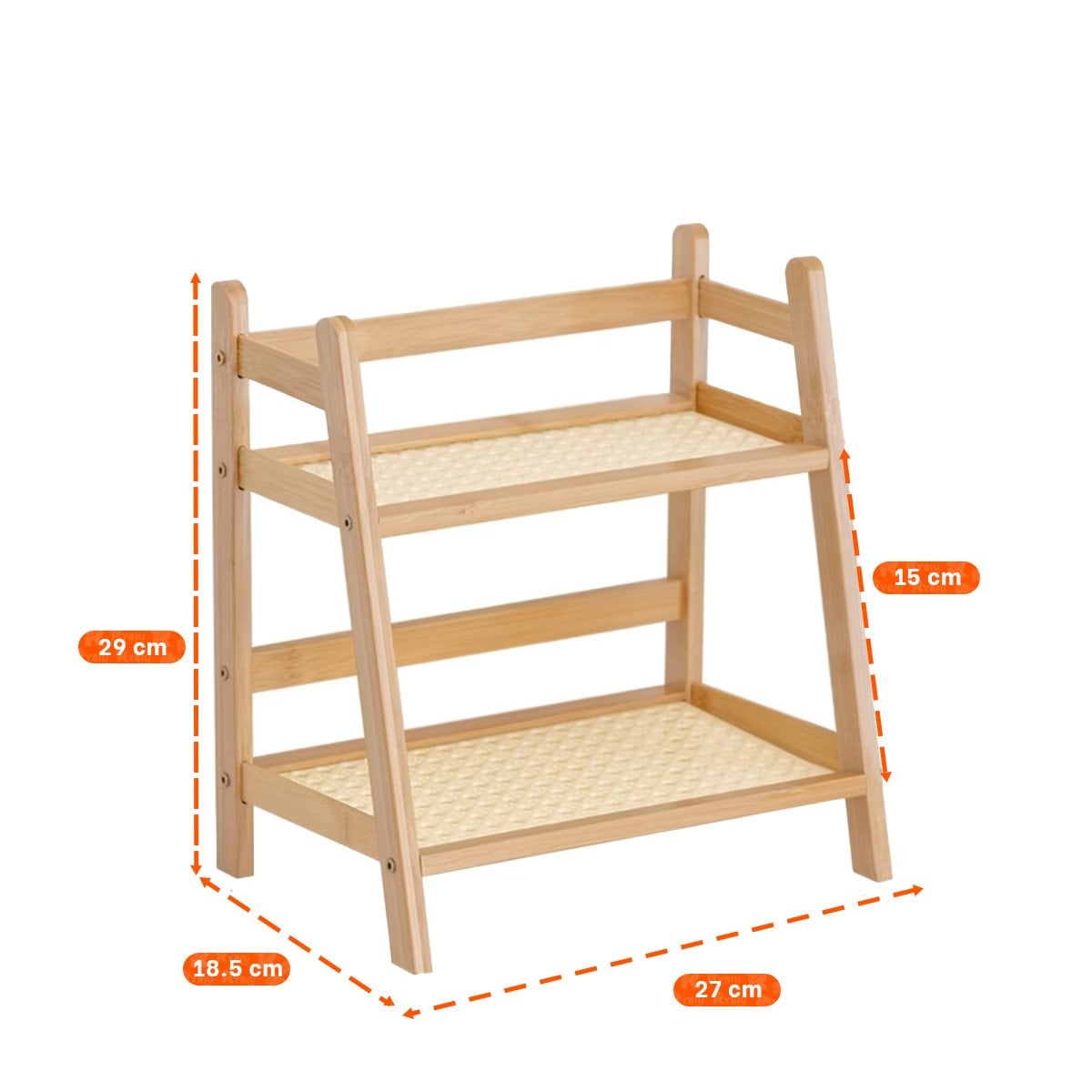 PACK2 REPISA BAMBU 2 NIVELES BEIGE ORGANIZADOR DE COCINA PRACTICO Y+PAPEL REGALO - 4