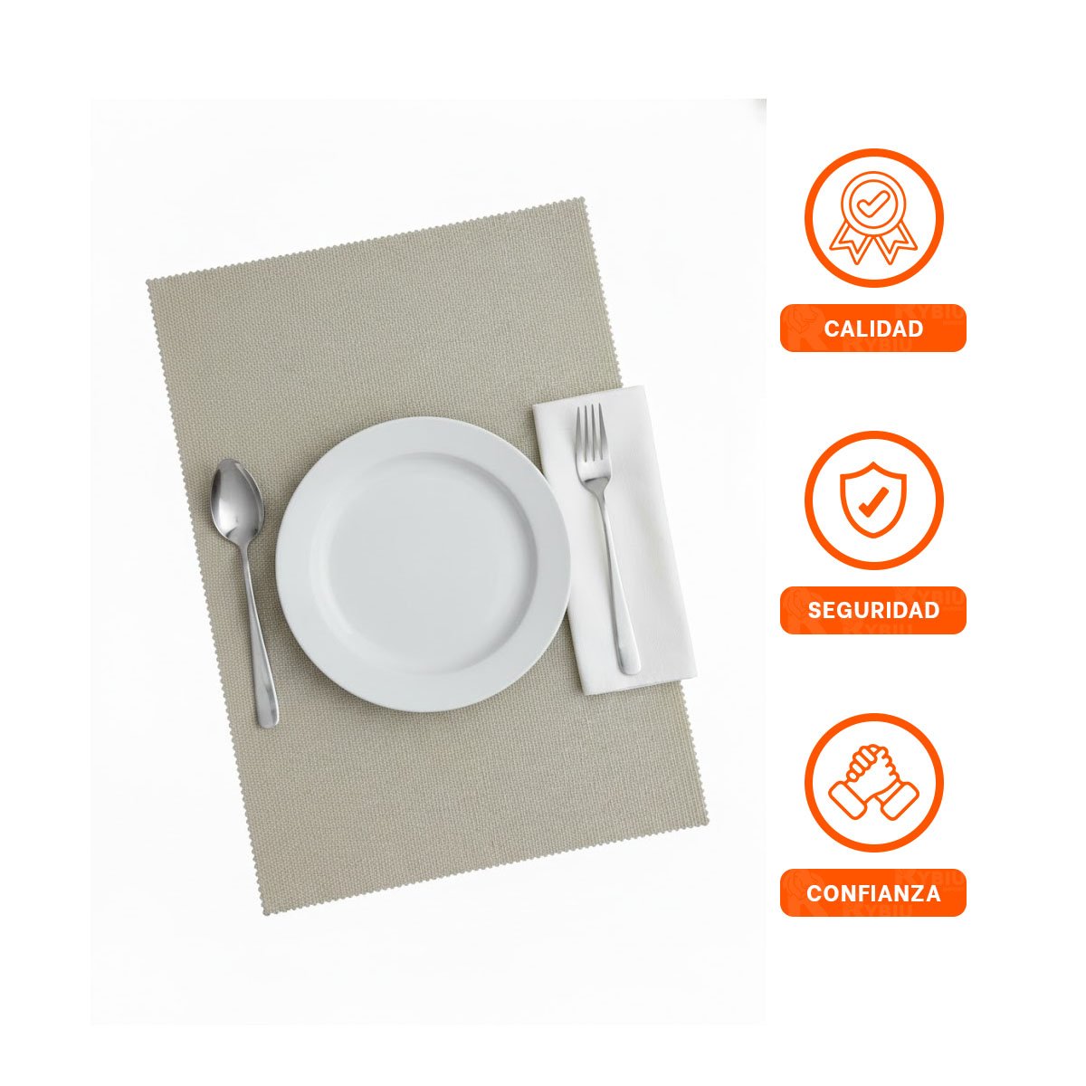 JUEGO 6 INDIVIDUALES RECTANGULARES LISO BEIGE 30X45CM PARA COCINA Y HOGAR Y+PAPEL REGALO - 5