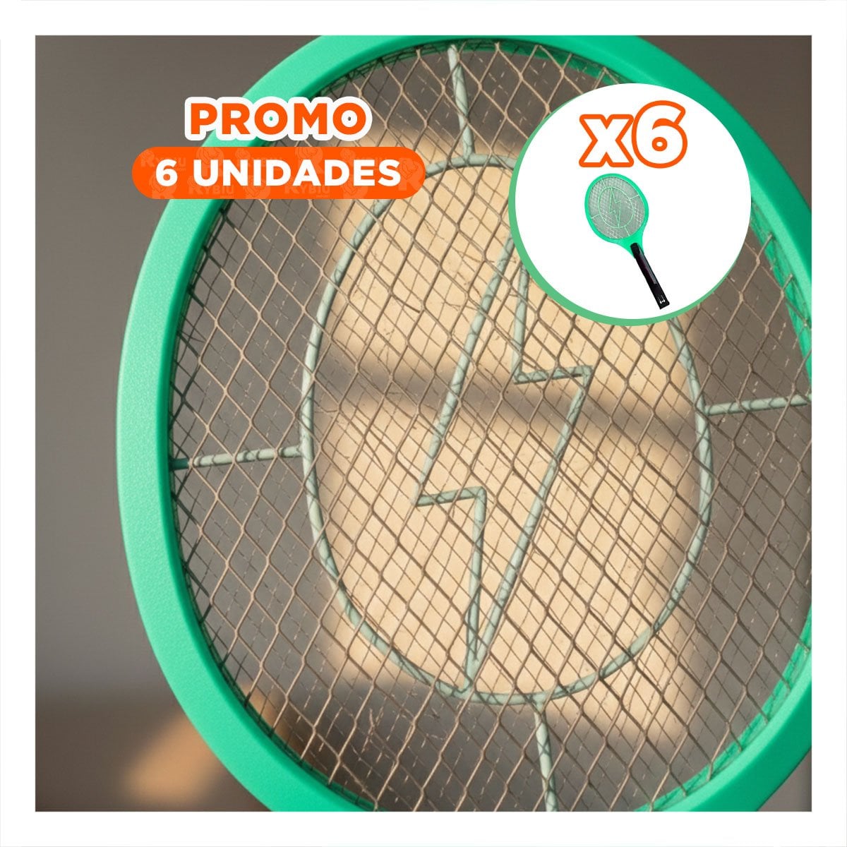 PACK6 PALETA MOSQUITERA VERDE CON MANGO NEGRO PARA CASA Y USO EN INTERIORES - 1