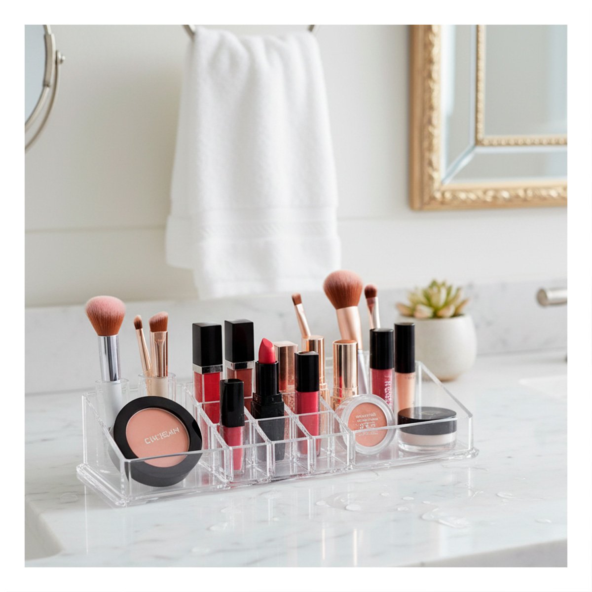 PACK2 CAJA ACRILICO TRANSPARENTE 11 DIVISIONES PARA MAQUILLAJE Y COSMÉTICOS - 2