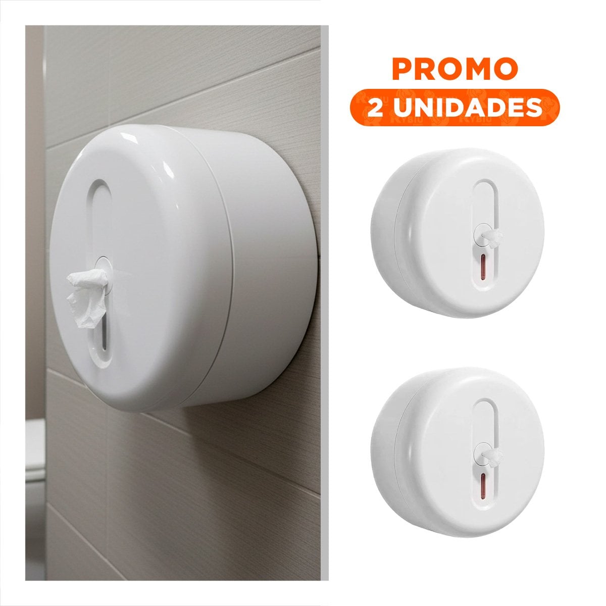PACK2 SOPORTE PAPEL HIGIENICO CIRCULAR JUMBO BLANCO PARA PARED Y CASA Y+REGALO STICKER - 1