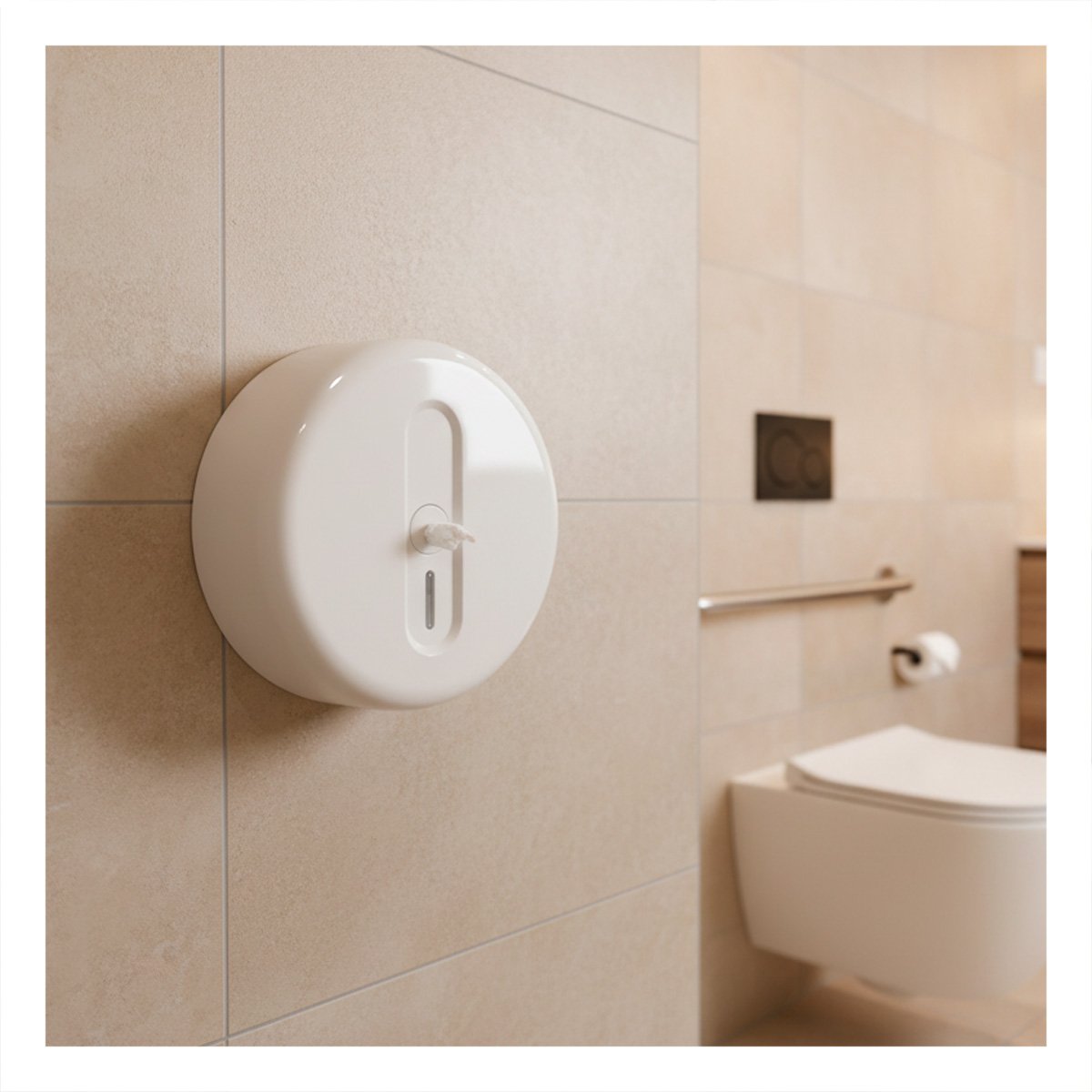 PACK2 SOPORTE PAPEL HIGIENICO CIRCULAR JUMBO BLANCO PARA PARED Y CASA Y+REGALO STICKER - 3