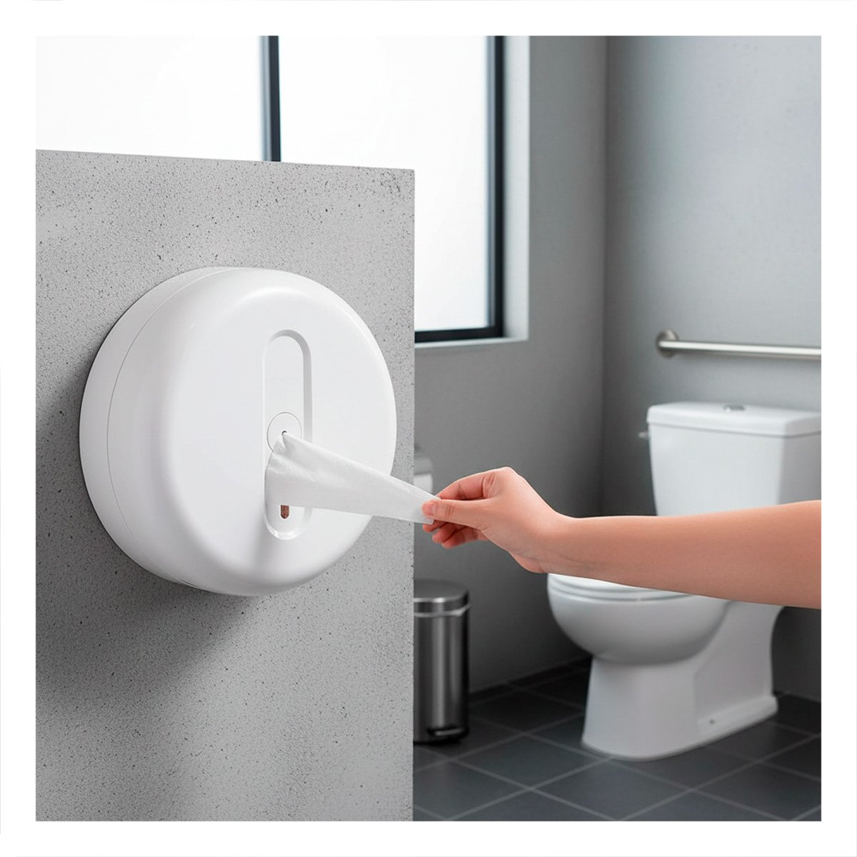 PACK2 SOPORTE PAPEL HIGIENICO CIRCULAR JUMBO BLANCO PARA PARED Y CASA Y+REGALO STICKER - 5