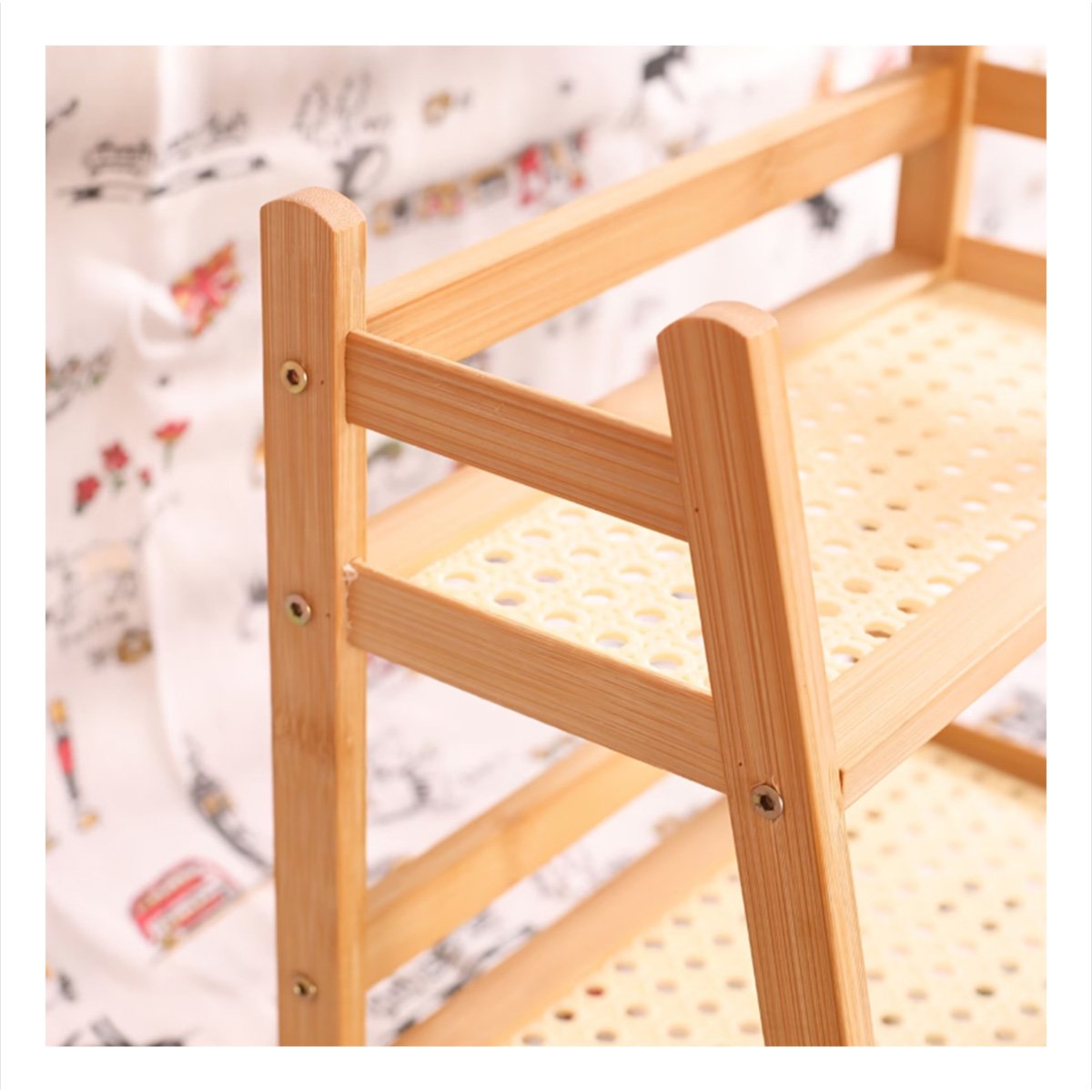 REPISA 2 NIVELES DE BAMBU BEIGE ORGANIZADOR DE COCINA Y ALMACEN Y+PAPEL REGALO - 1