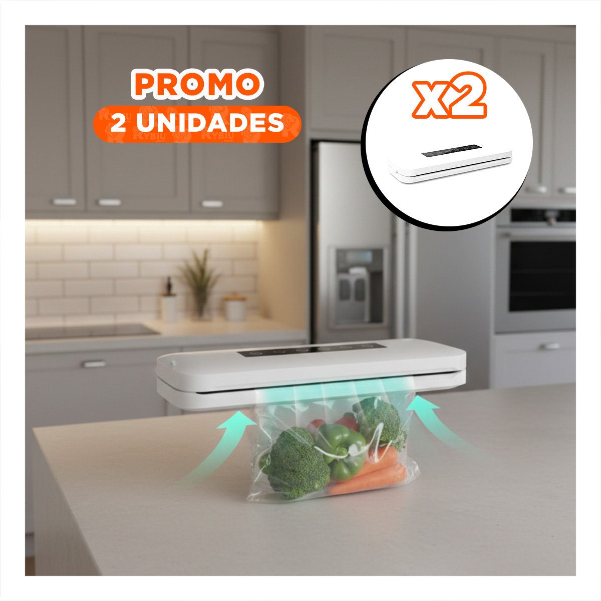 PACK2 SELLADORA AL VACIO BLANCO ELECTRICA PARA COCINA Y CONSERVACION DE ALIMENTOS - 1