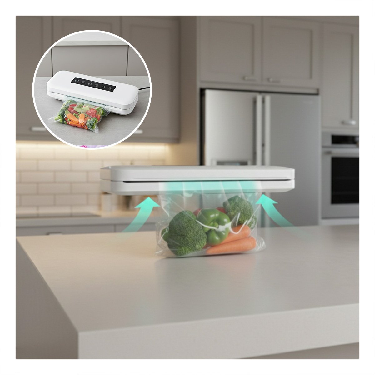 SELLADORA ELECTRICA AL VACIO BLANCO PARA COCINA Y CONSERVACION DE ALIMENTOS - 3