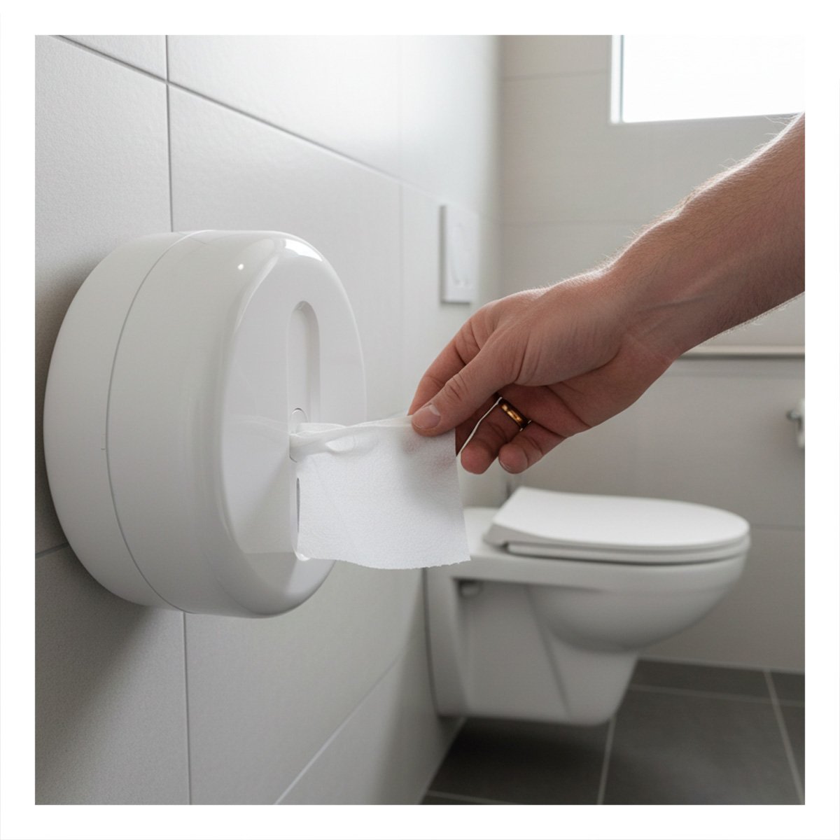 DISPENSADOR PAPEL HIGIENICO JUMBO BLANCO CIRCULAR PARA PARED Y HOGAR DIARIO - 1