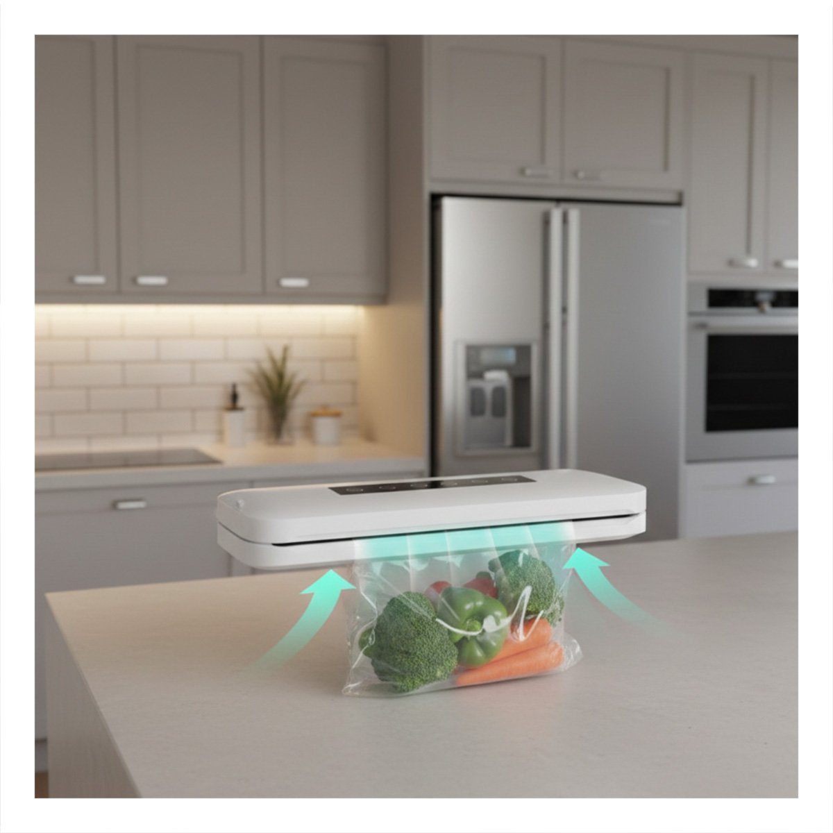 MAQUINA SELLADORA AL VACIO BLANCO ELECTRICA PARA COCINA Y CONSERVACION Y+REGALO STICKER - 2
