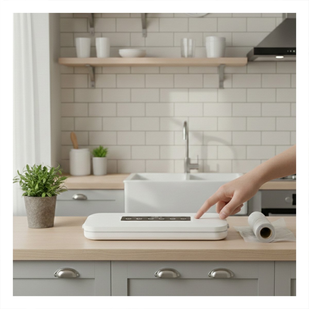 MAQUINA SELLADORA AL VACIO BLANCO ELECTRICA PARA COCINA Y CONSERVACION Y+REGALO STICKER - 5