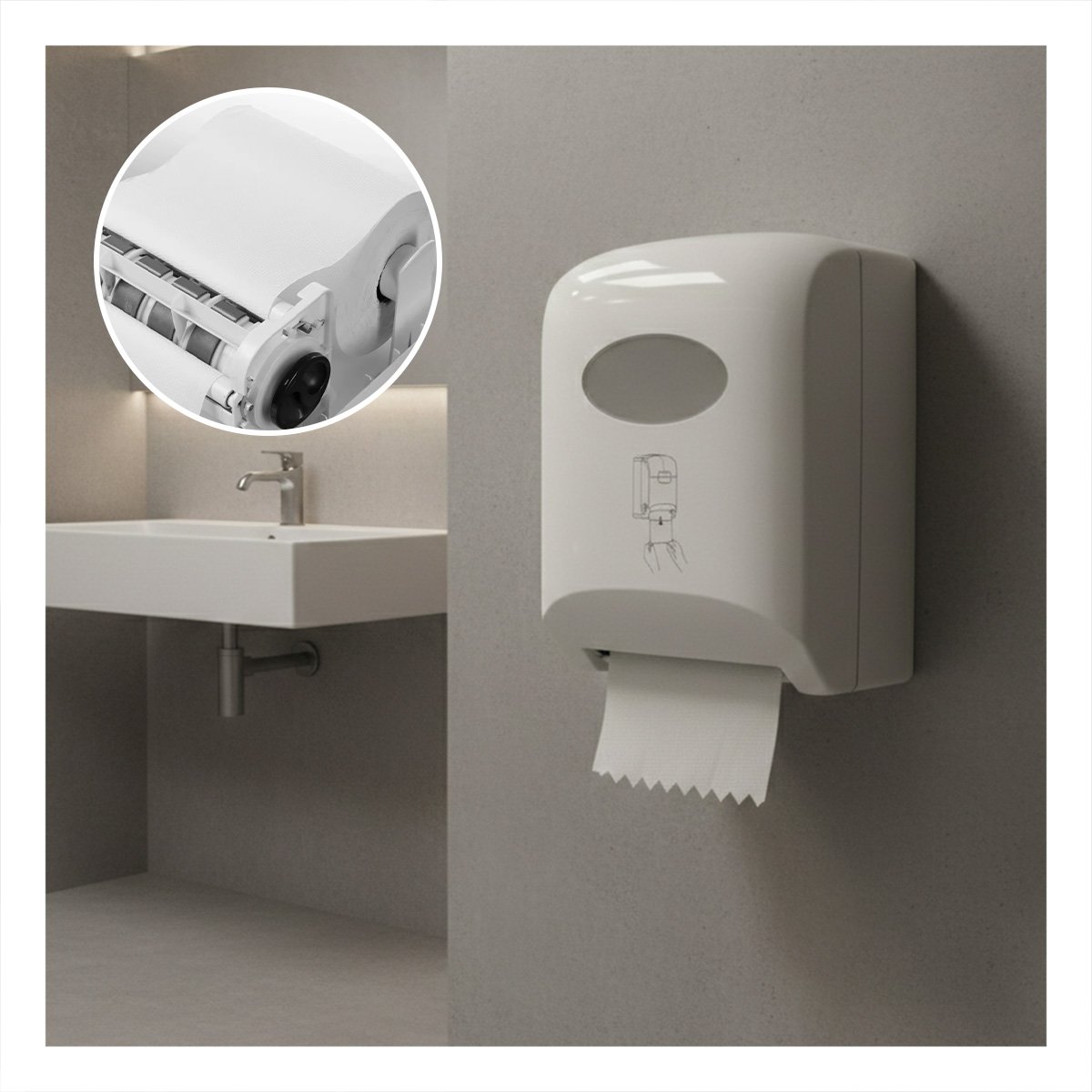DISPENSADOR DE PAPEL TOALLA EN ROLLO HORIZONTAL BLANCO PARA COCINA - 3