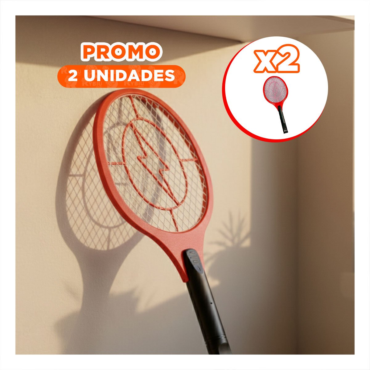PACK2 PALETA MOSQUITERA ROJO MANGO NEGRO PARA HOGAR Y ELIMINACION DE MOSQUITOS Y+PAPEL REGALO - 1
