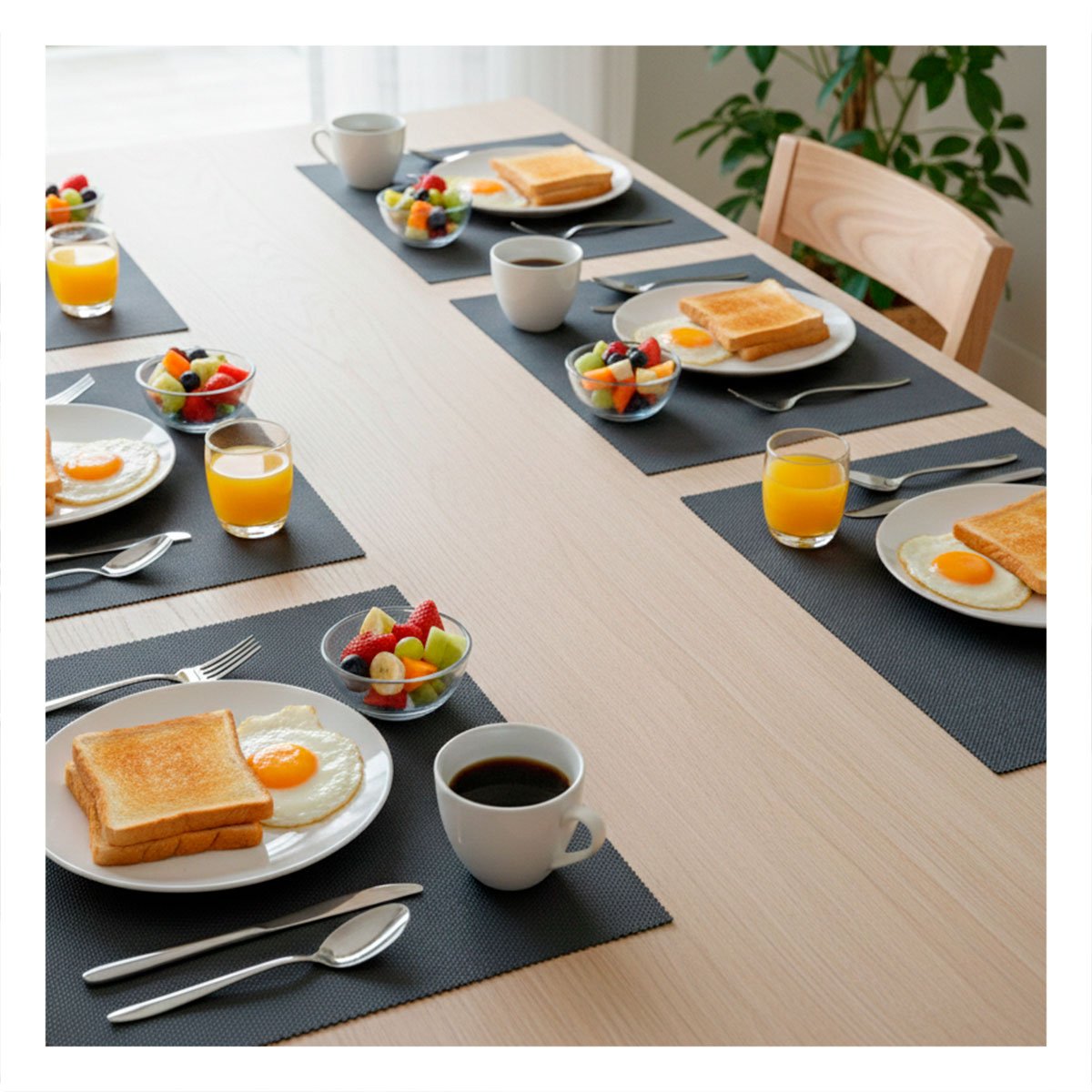 PACK12 COLECCION 6 INDIVIDUAL RECTANGULAR LISO 30X45CM PLOMO OSCURO PARA COCINA - 5