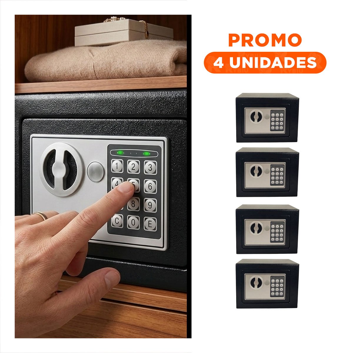 PACK4 FUERTE NEGRO 23X17X17CM PARA GUARDADO DE OBJETOS Y SEGURIDAD EN CASA - 1
