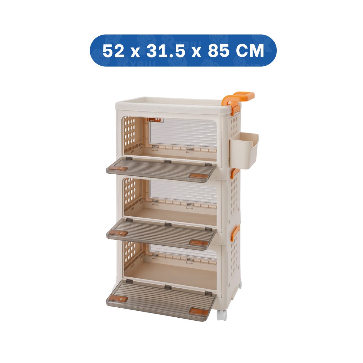 MUEBLE CERRADO CON CAJONES 3 NIVELES BEIGE CON ASA NARANJA PARA HOGAR Y+LIGAS REGALO - 4