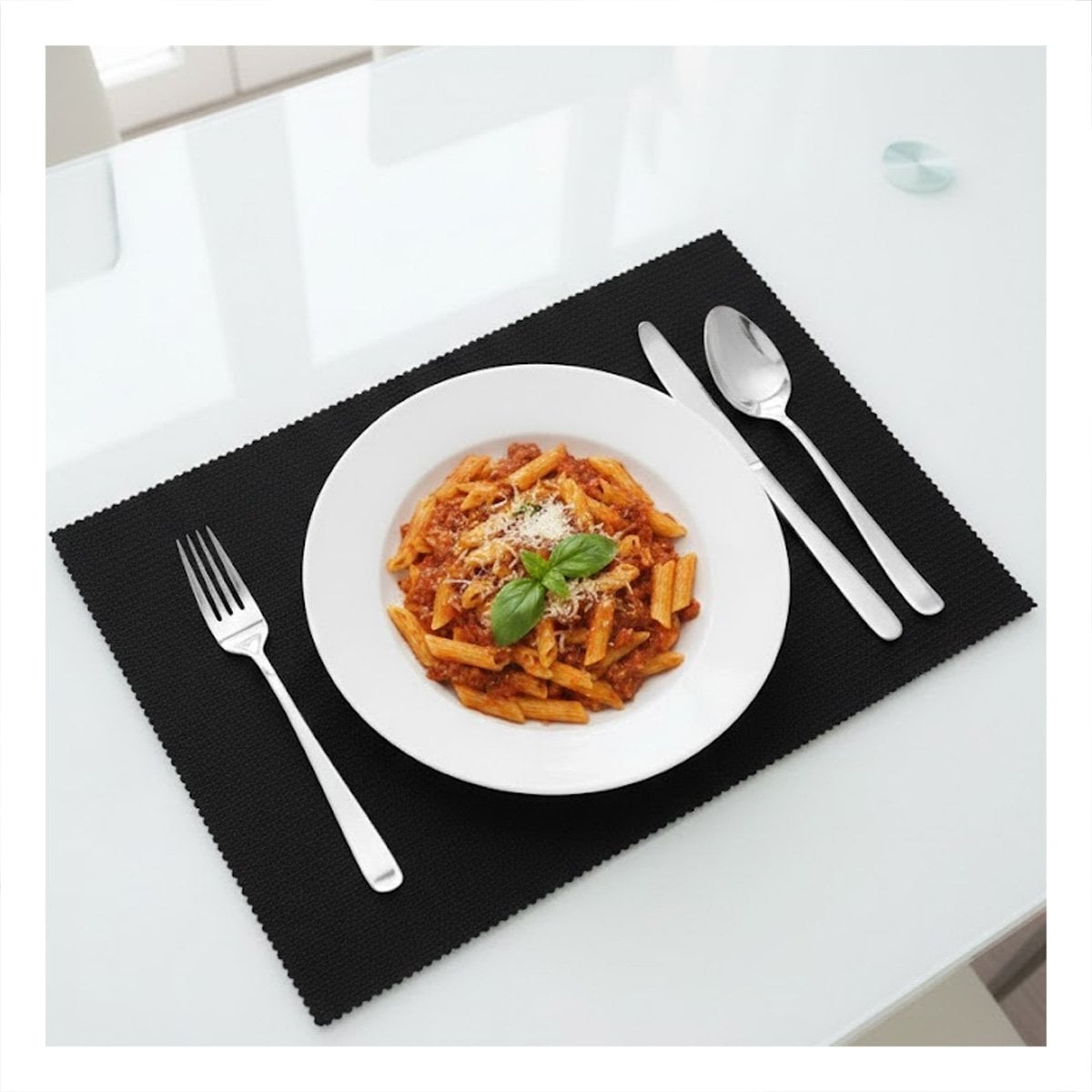 PACK4 COLECCION 6 INDIVIDUAL NEGRO RECTANGULAR LISO 30X45CM PARA COCINA Y+PAPEL REGALO - 5