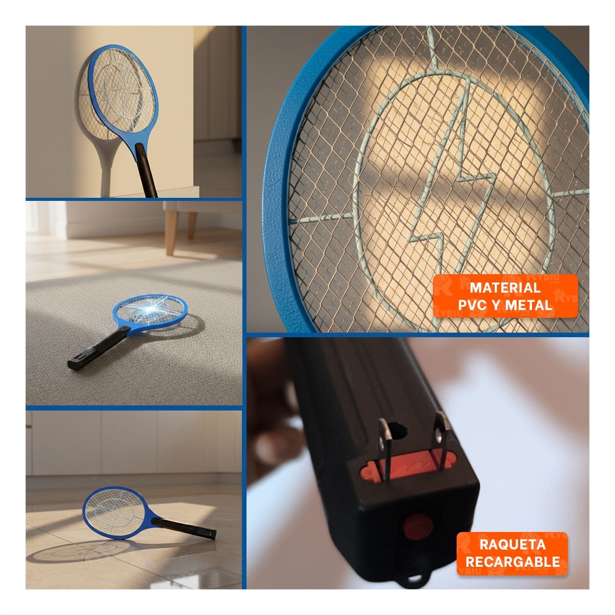 DISPOSITIVO MOSQUITERA AZUL CON MANGO NEGRO PARA HOGAR Y CONTROL DE MOSQUITOS Y+POST IT - 2