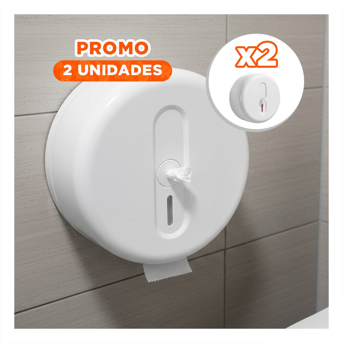 PACK2 DISPENSADOR PAPEL HIGIENICO CIRCULAR JUMBO BLANCO PARA PARED Y USO DIARIO - 1