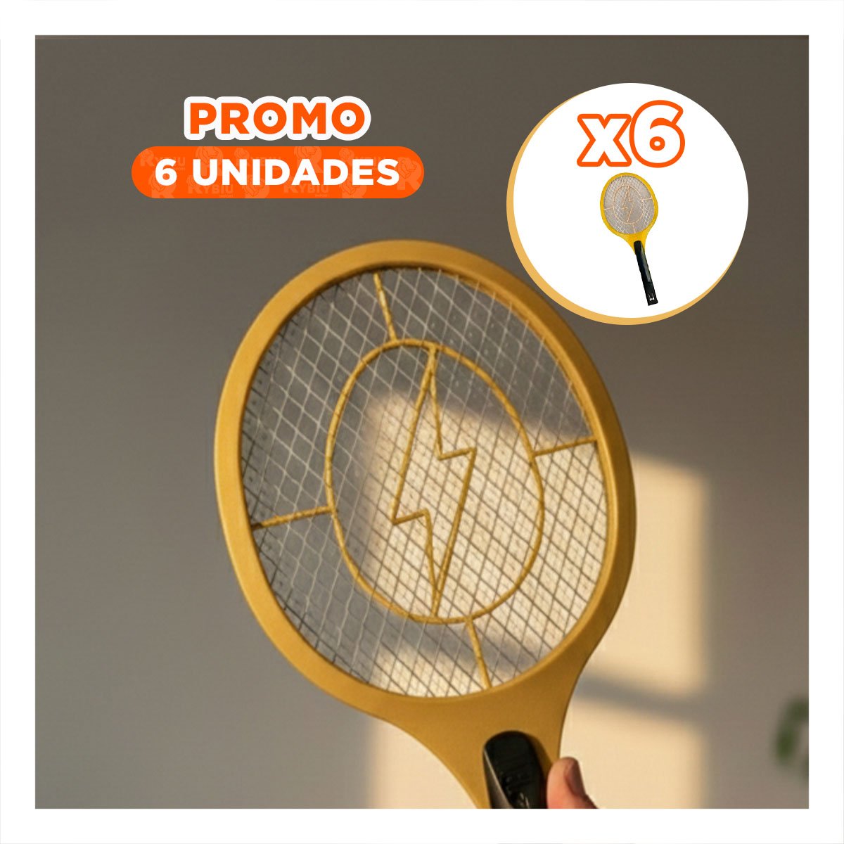 PACK6 PALETA ANARANJADO MOSQUITERA MANGO NEGRO PARA CASA Y ELIMINACION MOSQUITOS - 1
