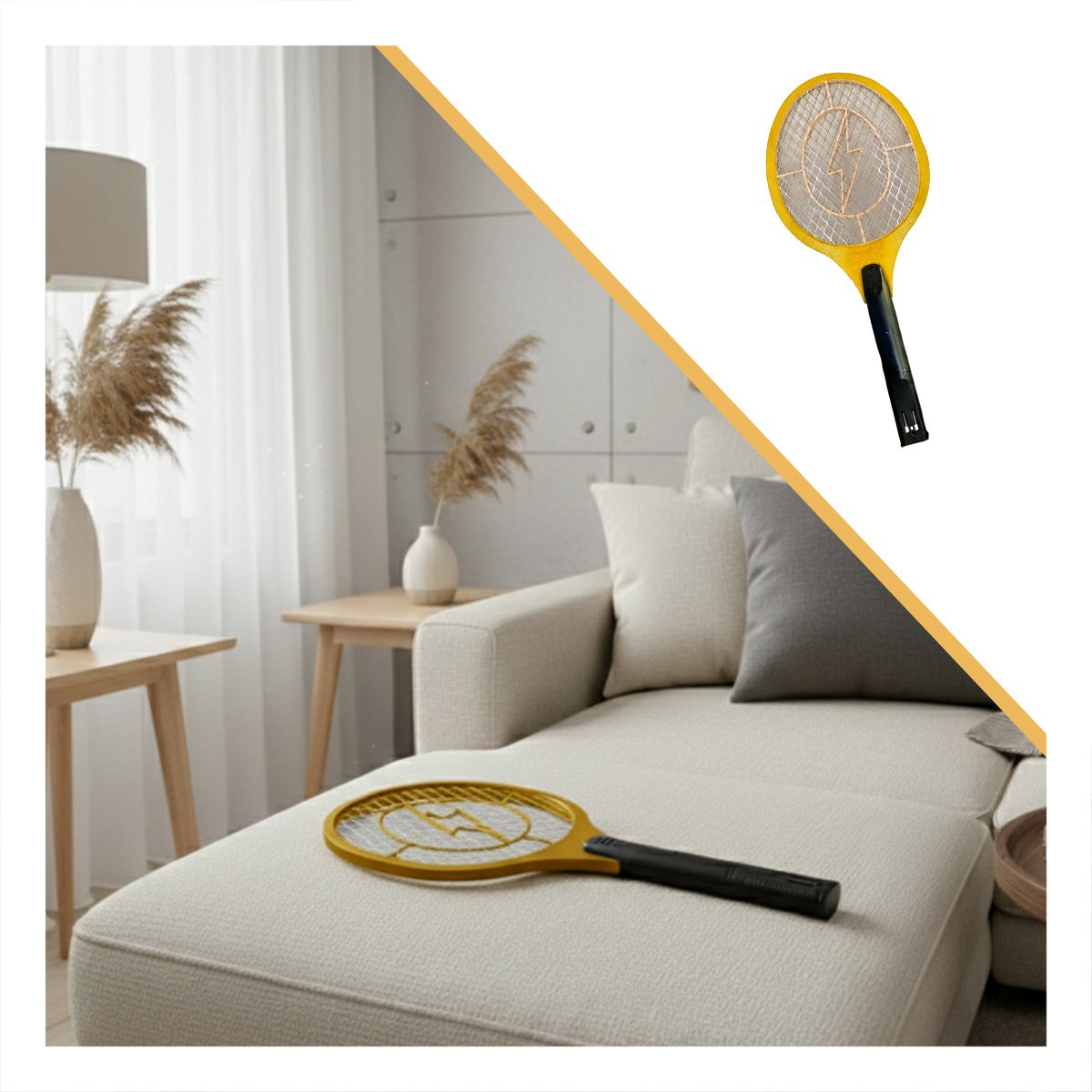 RAQUETA ELECTRICA ANARANJADO MANGO NEGRO PARA CASA Y ELIMINACION MOSQUITOS Y+LIGAS REGALO - 5