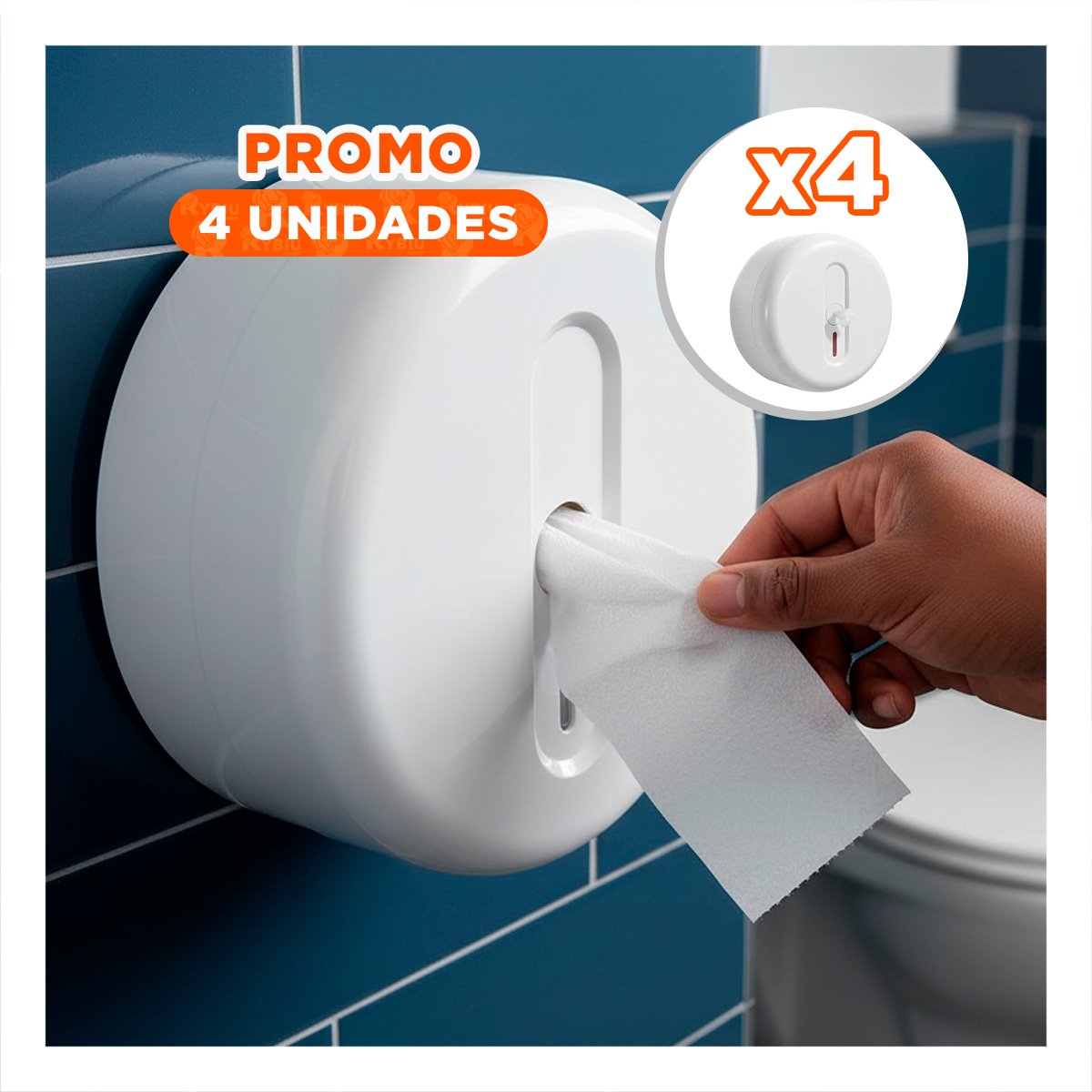 PACK4 DISPENSADOR PAPEL HIGIENICO BLANCO JUMBO CIRCULAR PARA ESPACIOS Y PARED Y+REGALO STICKER - 1