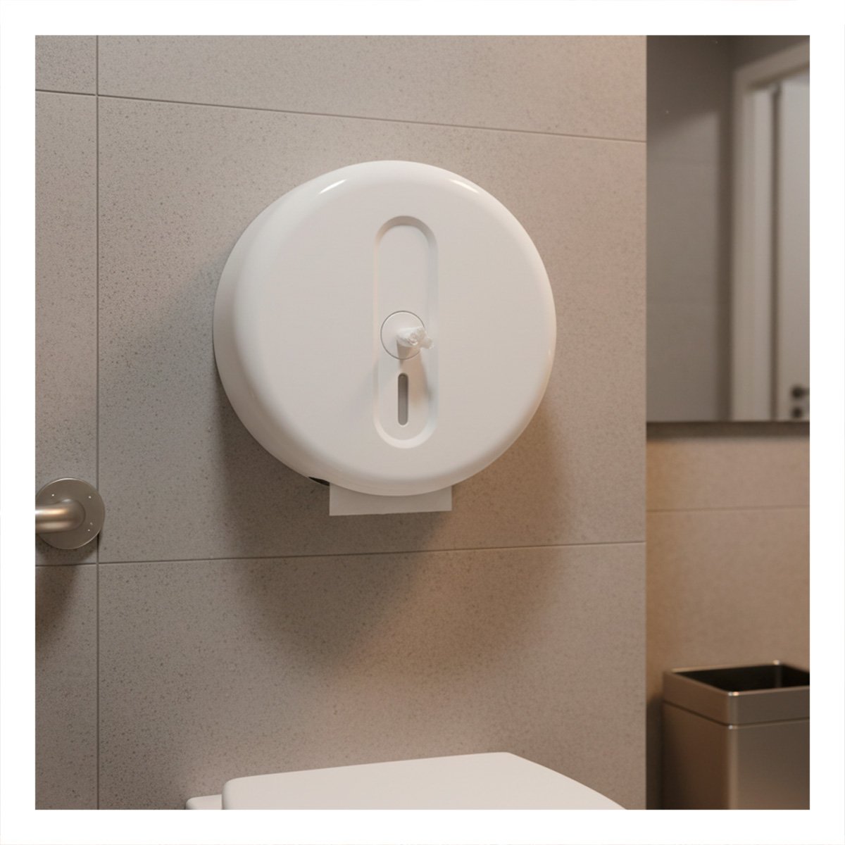 PACK4 DISPENSADOR PAPEL HIGIENICO BLANCO JUMBO CIRCULAR PARA ESPACIOS Y PARED Y+REGALO STICKER - 5