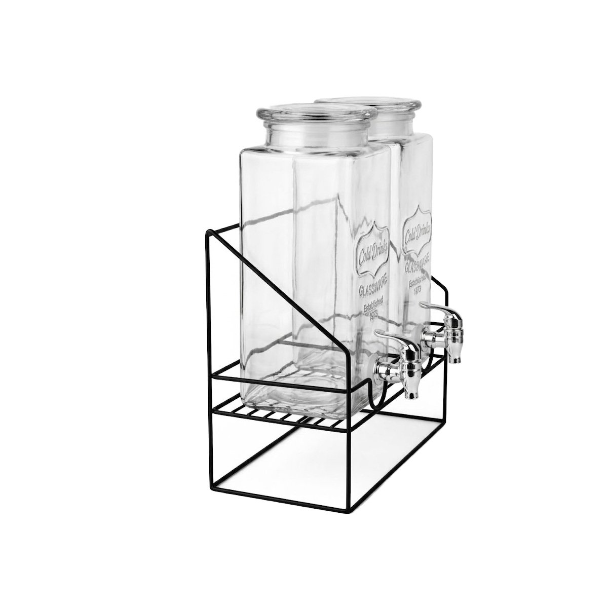 JARRA DOBLE DE BEBIDA 2,2L TRANSPARENTE CON BASE PARA MESA Y+REGALO STICKER - 1