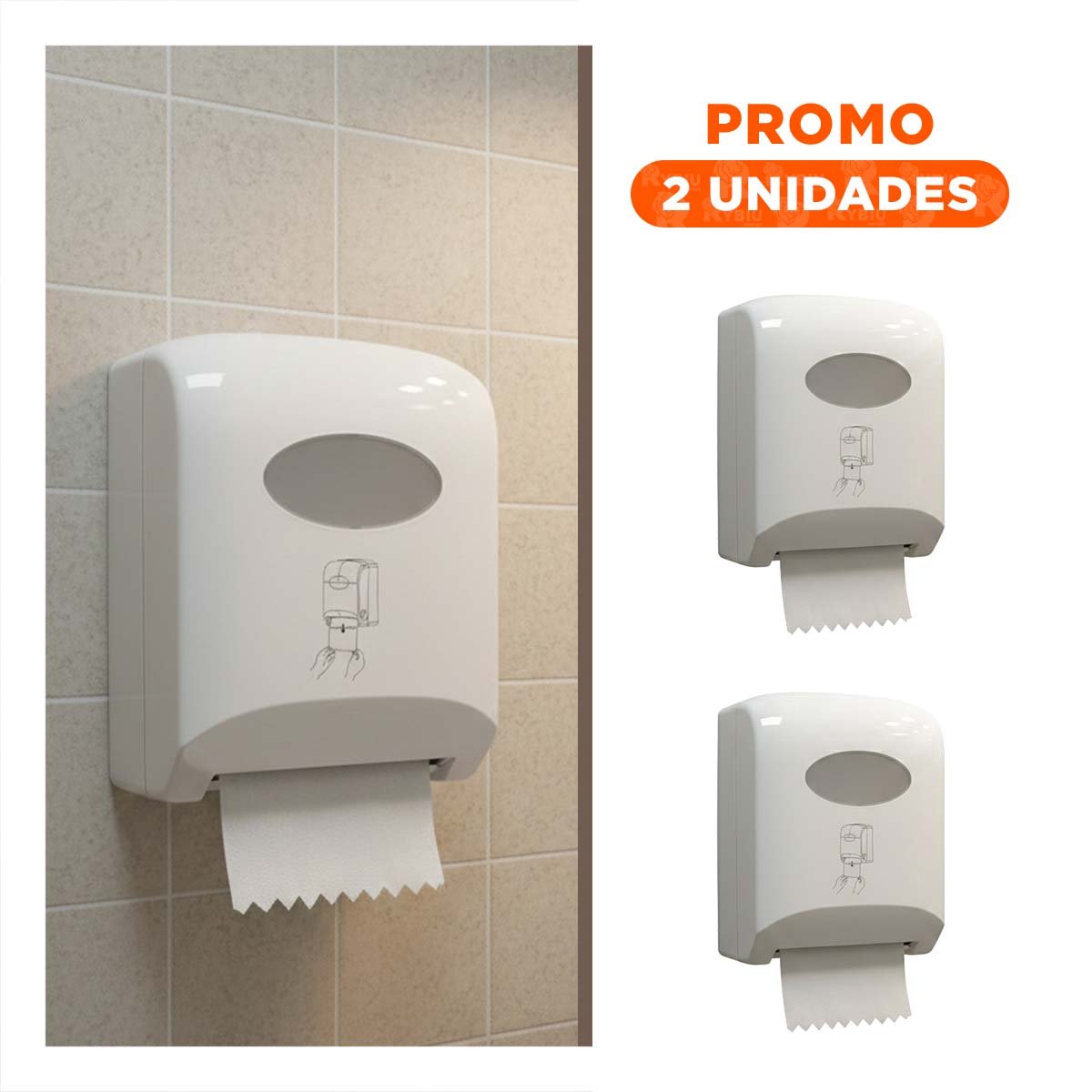 PACK2 SOPORTE PAPEL TOALLA ROLLO HORIZONTAL BLANCO PARA COCINA Y HOGAR Y+REGALO STICKER - 1