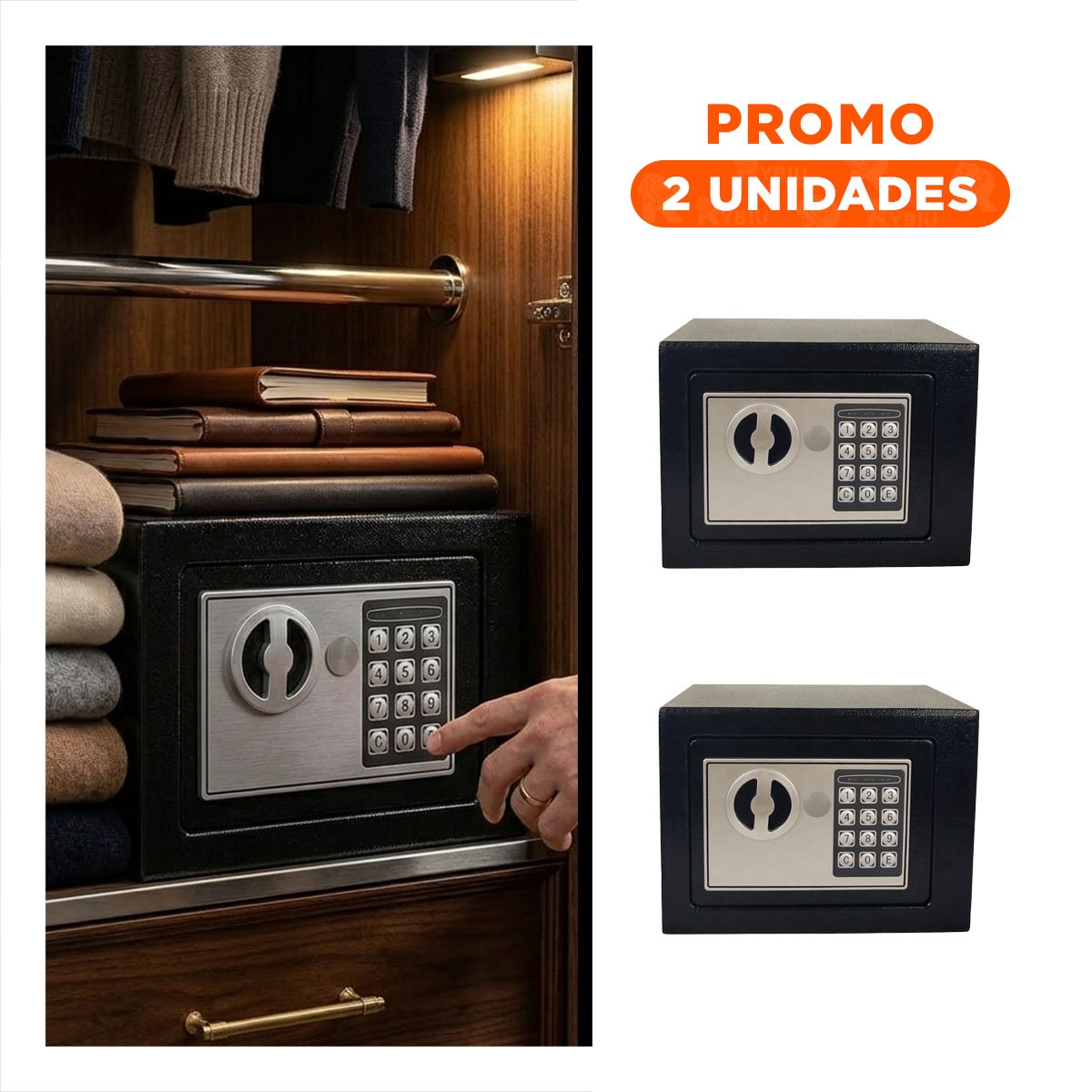 PACK2 CAJETÍN NEGRO 23X17X17CM PARA DINERO Y DOCUMENTOS EN CASA Y OFICINA Y+REGALO STICKER - 1