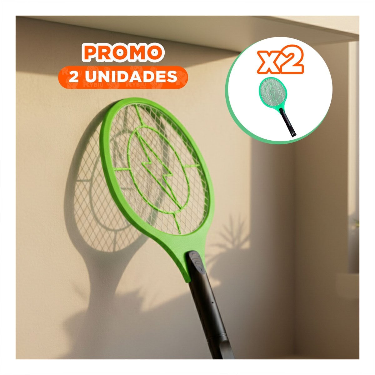PACK2 PALETA MOSQUITERA VERDE MANGO NEGRO PARA HOGAR Y ELIMINACION DE ZANCUDOS Y+PAPEL REGALO - 1
